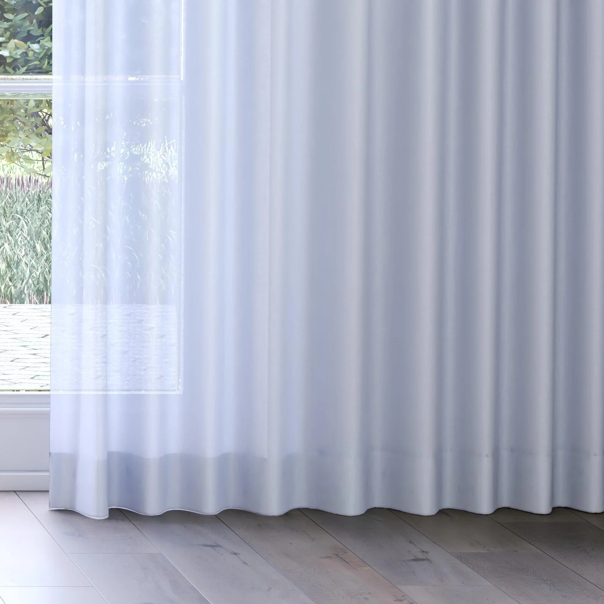 Bottom view of Sunlight Cloud, on curtain rail