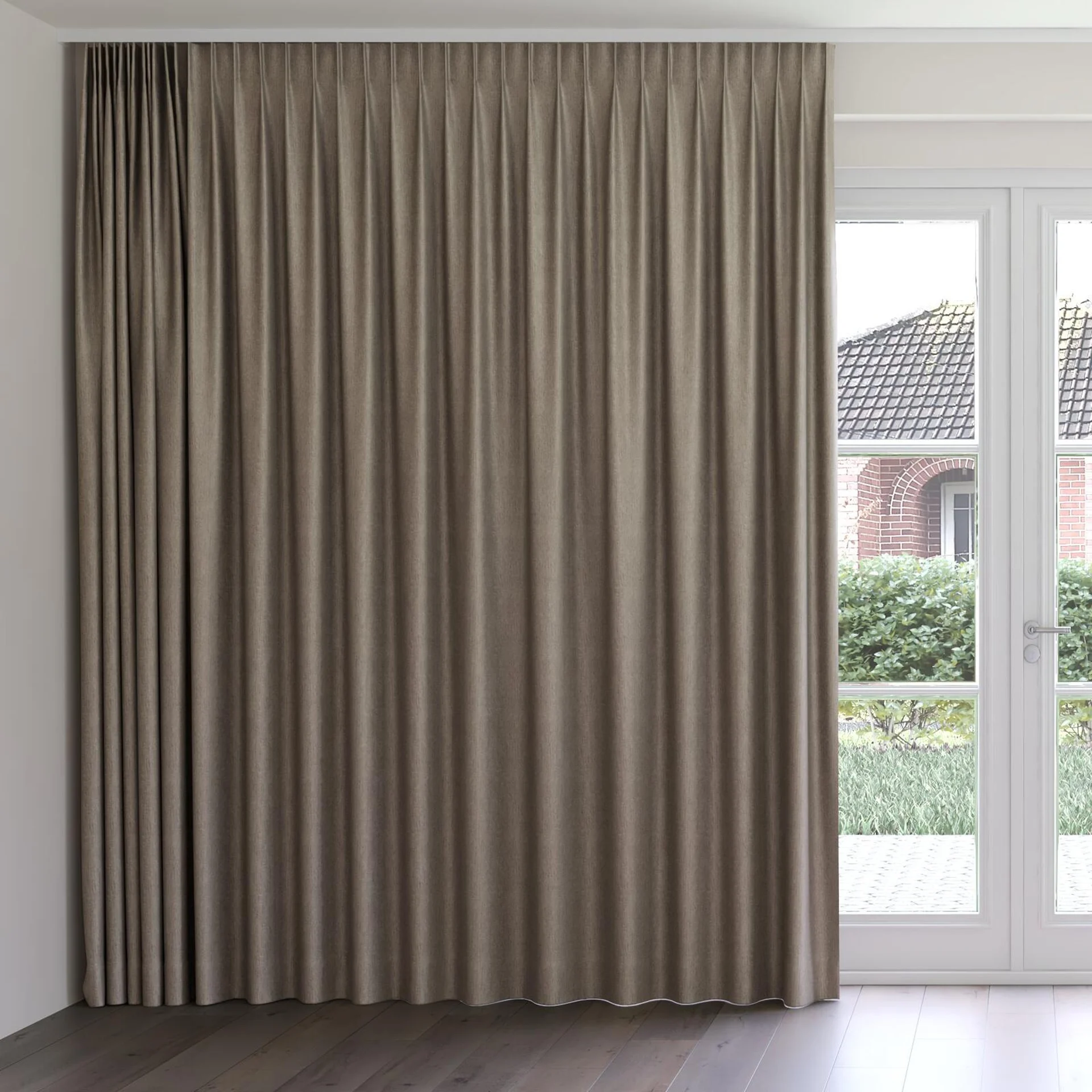 Front view of Fiji Funghi, on curtain rail