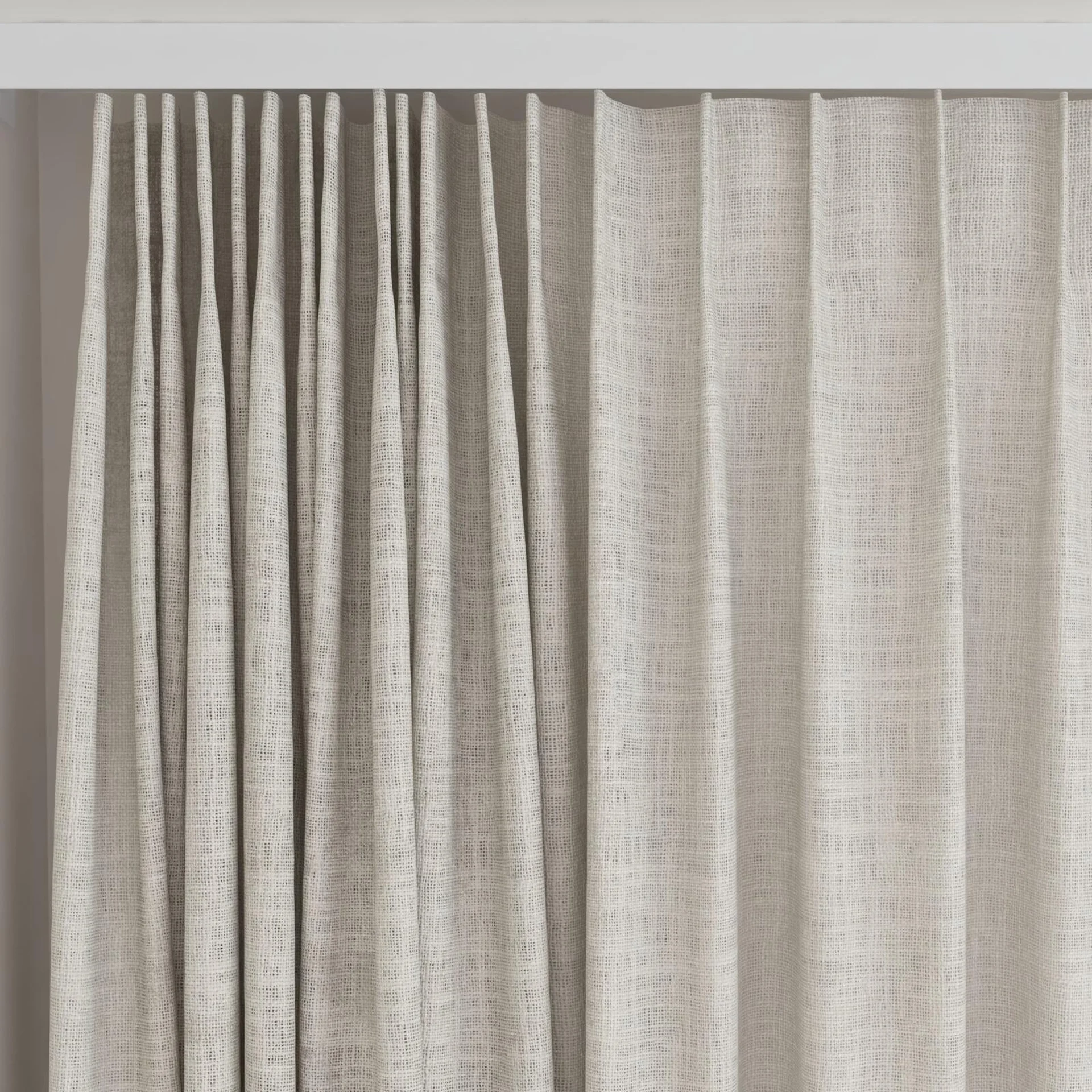 Top view of Adobe Linen, on curtain rail