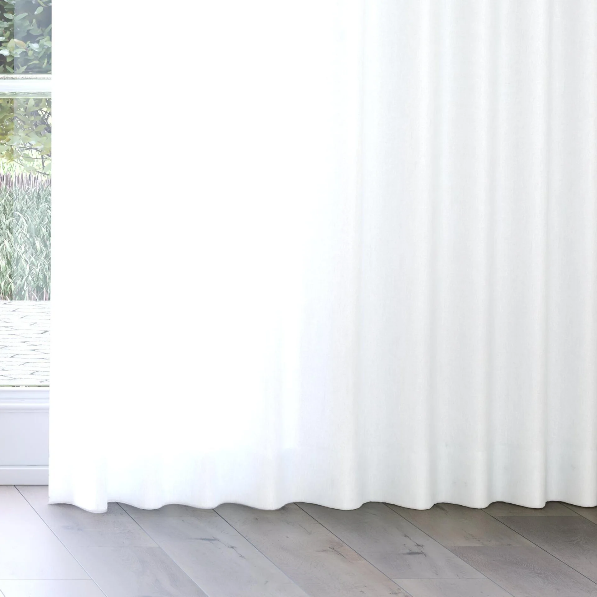Bottom view of Ophelia Snow, on curtain rail