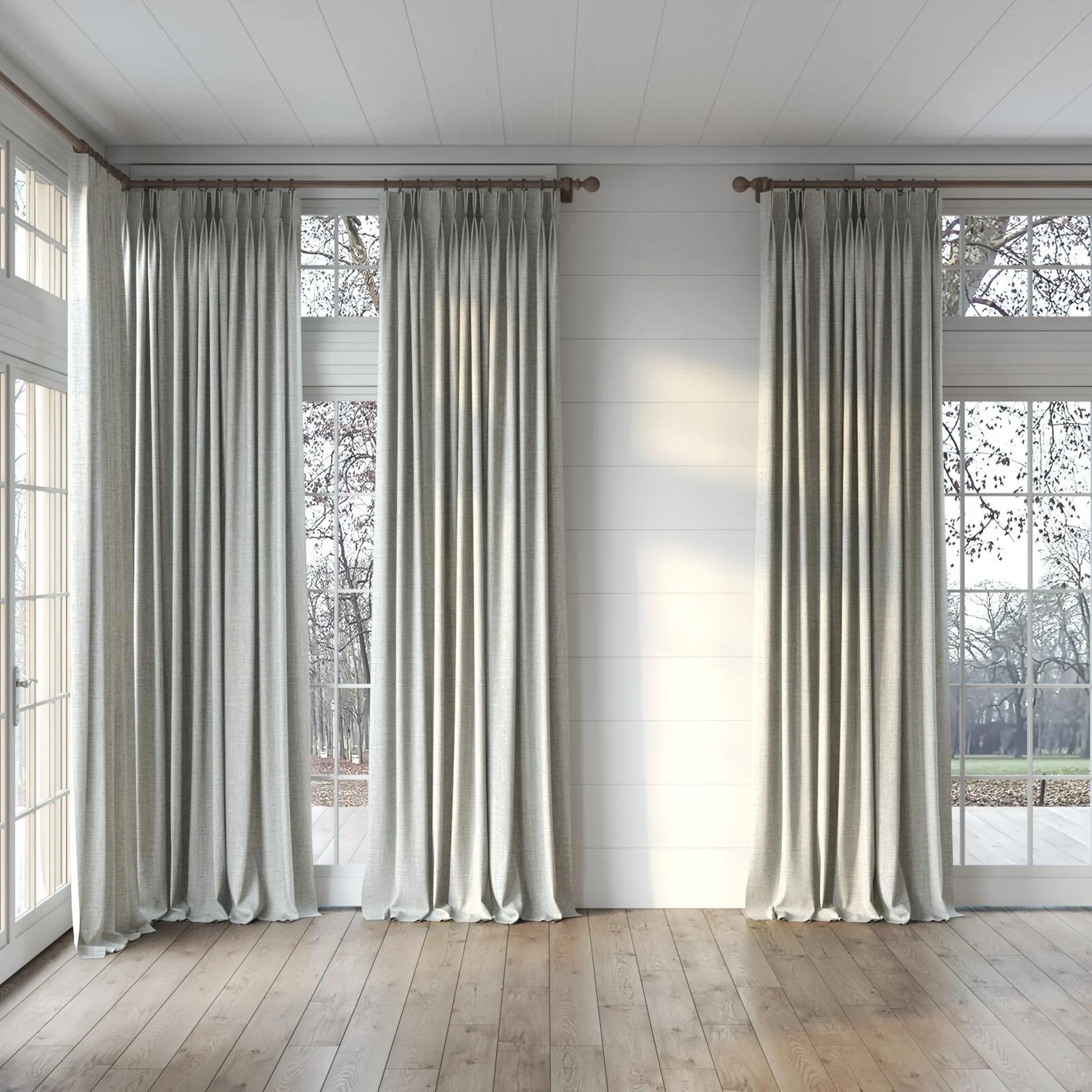Full view of Chatham Tidal, puddled, on curtain rod