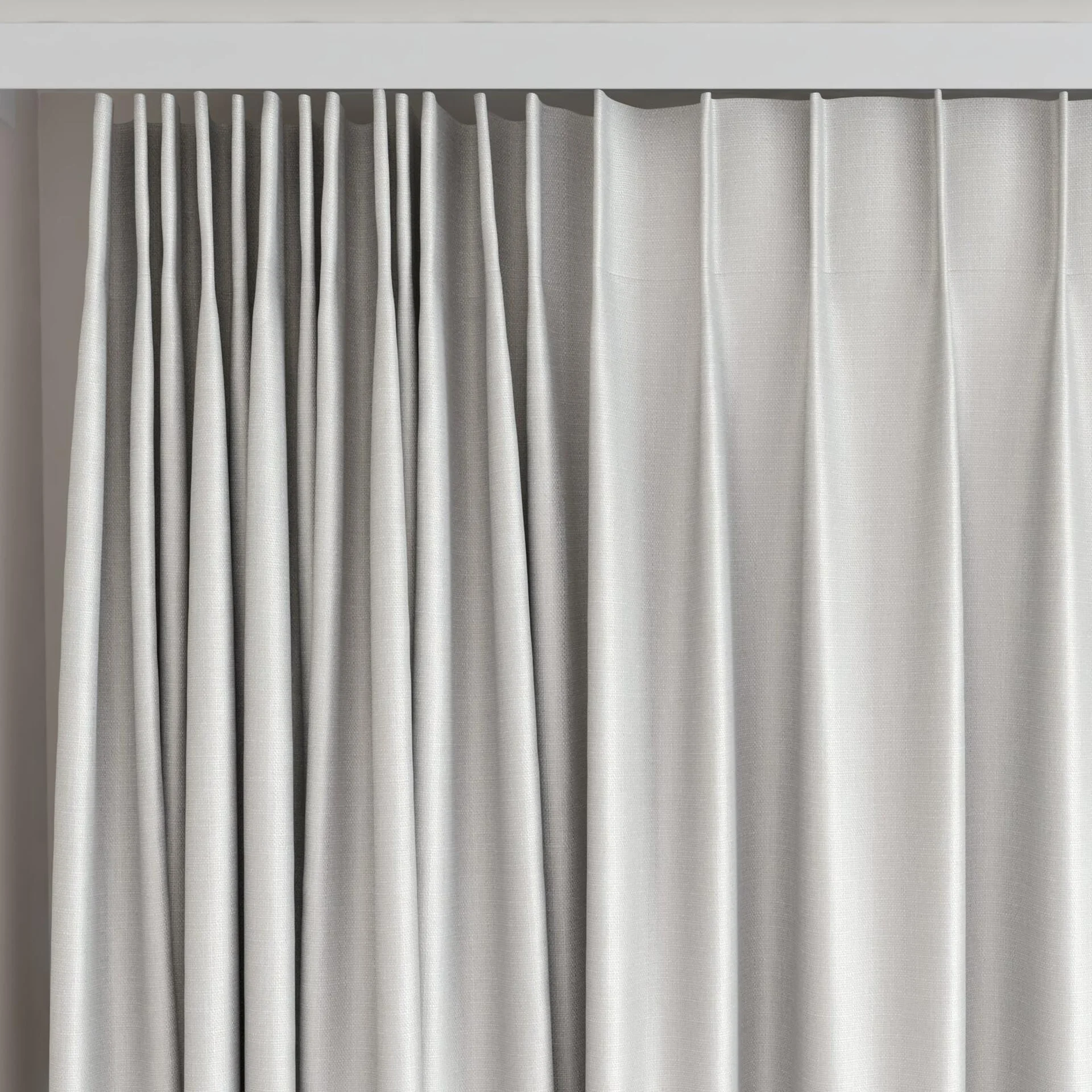 Top view of Stallion 2 Blackout Moonstone, on curtain rail