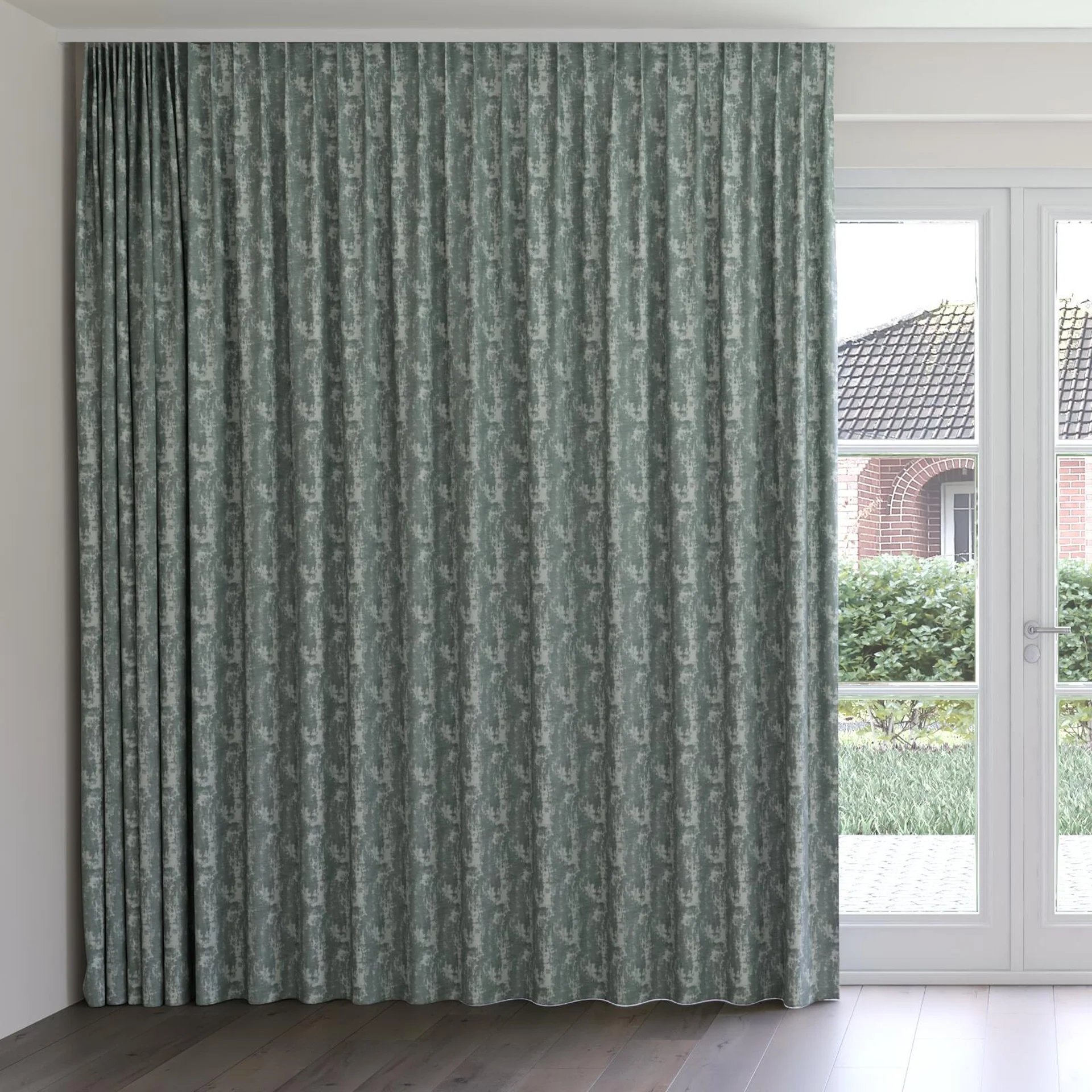 Front view of Innovation Seagrass, on curtain rail