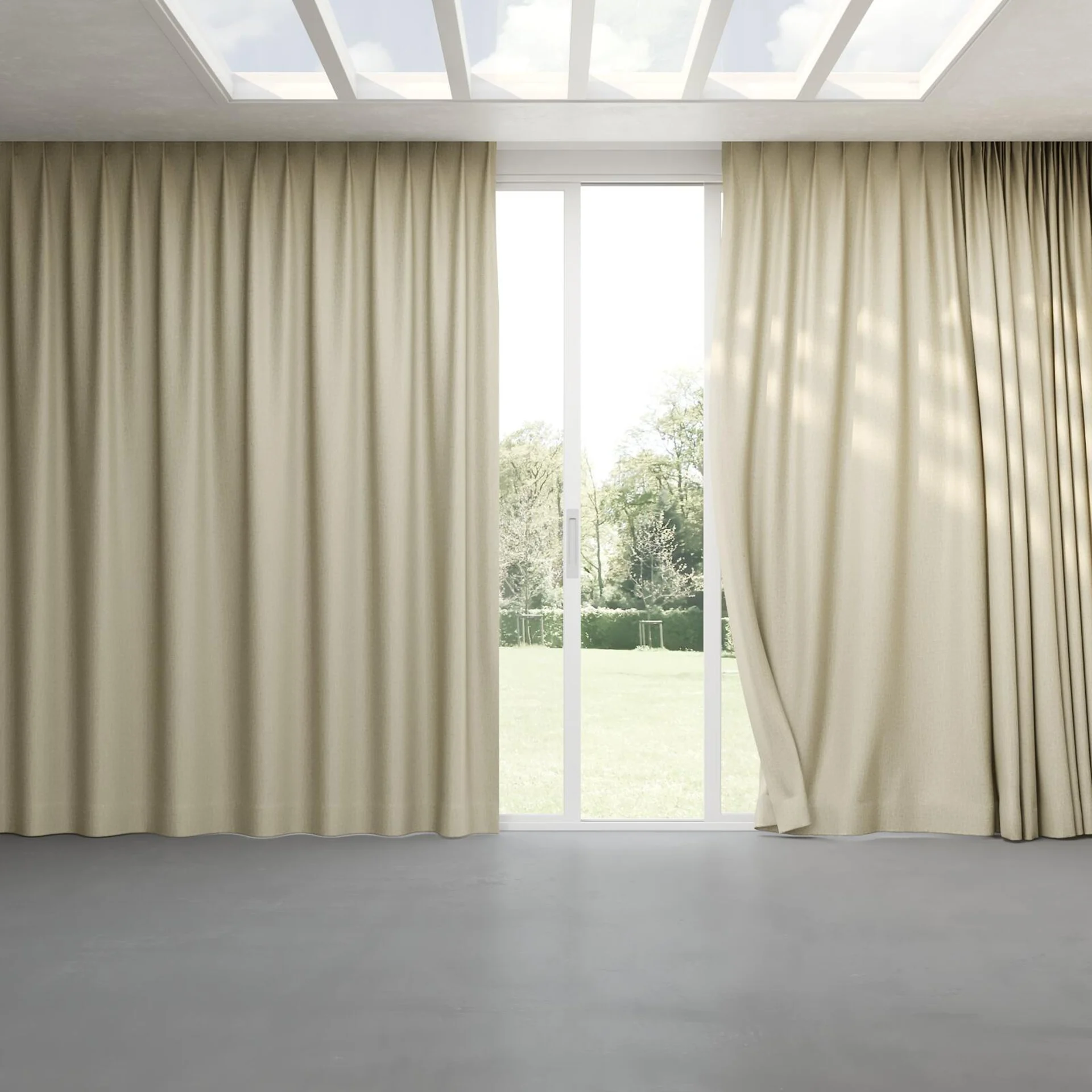 Full view of Rewind Linen, pinch pleat