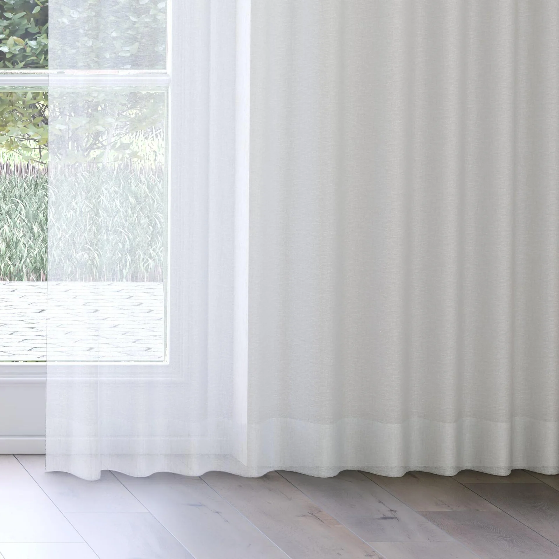 Bottom view of Shoji Celadon, on curtain rail
