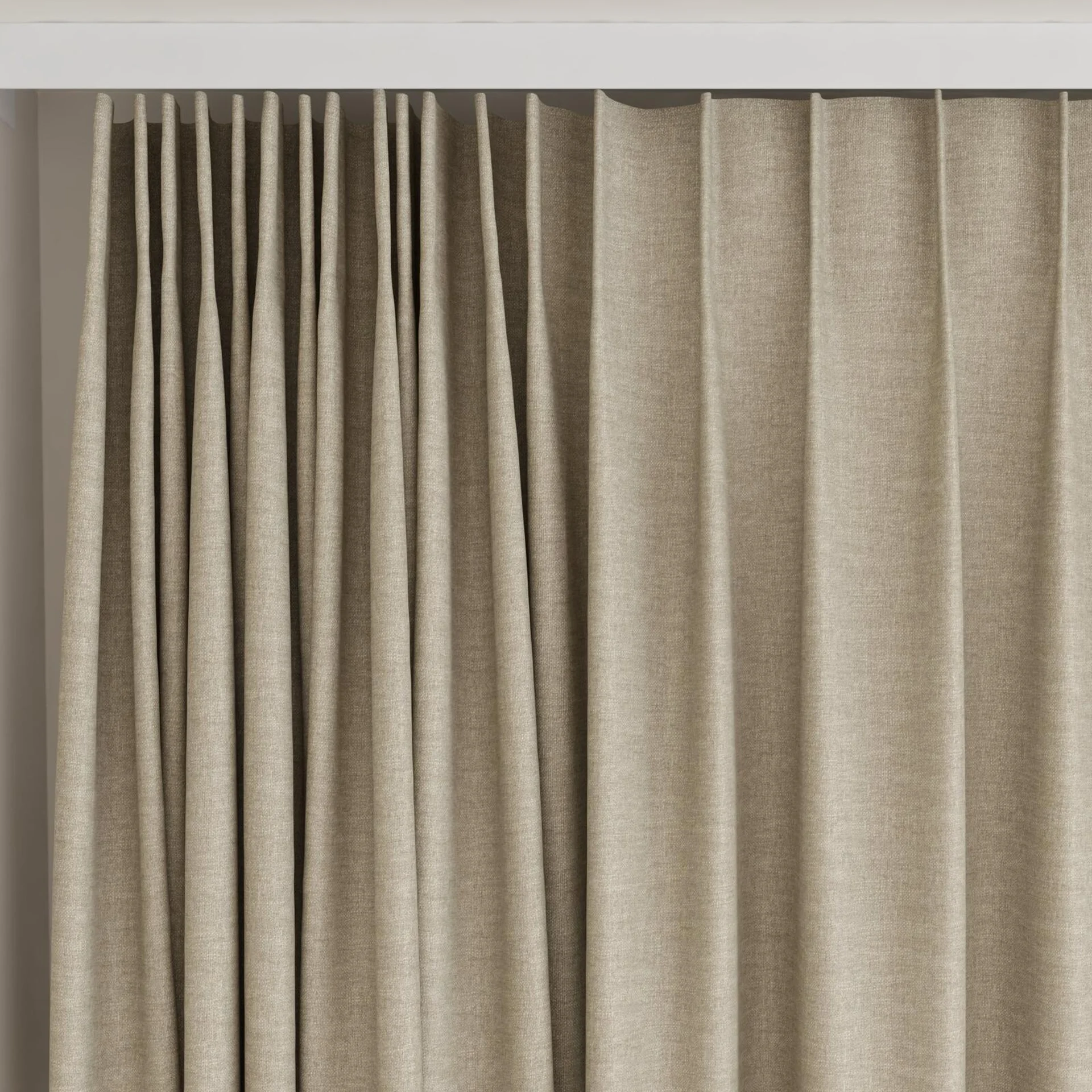 Top view of Casual Wheat, on curtain rail