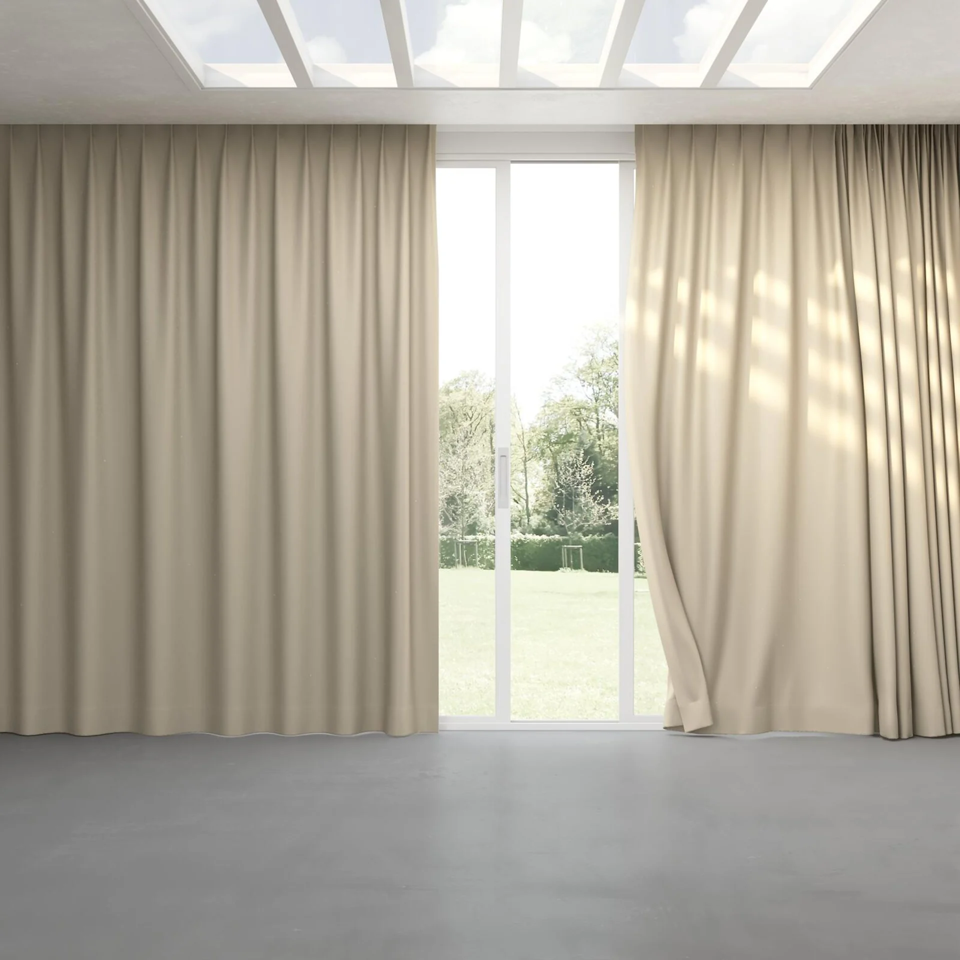 Full view of Duede Pebble, pinch pleat