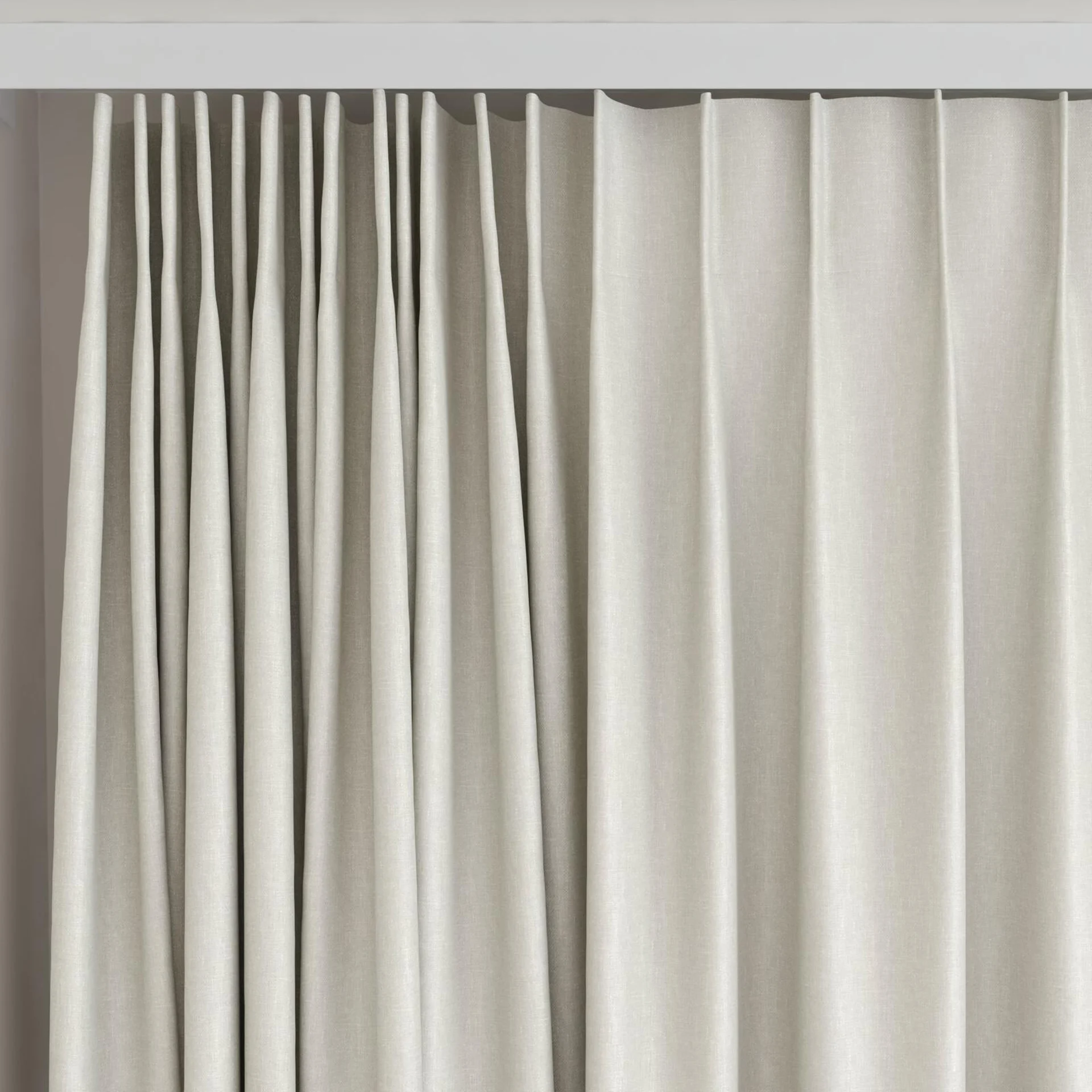Top view of Naturama Raffia, on curtain rail