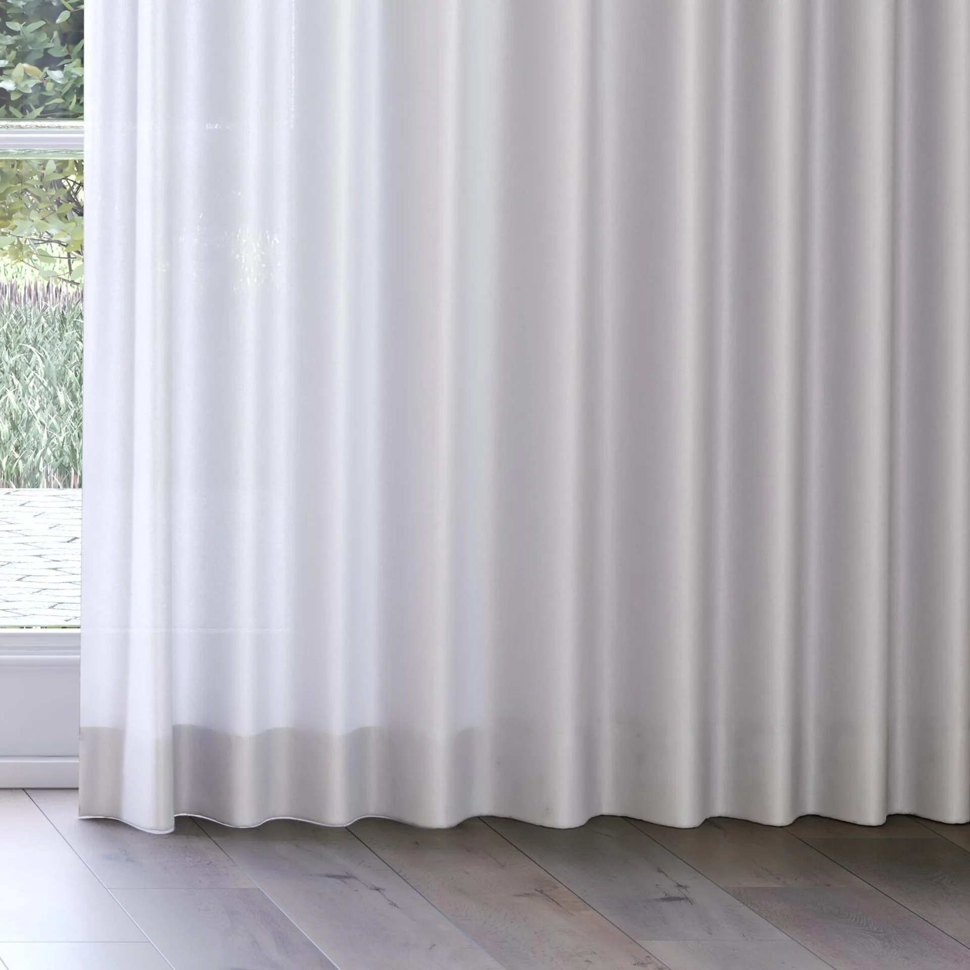 Bottom view of Linen Crystal, on curtain rail