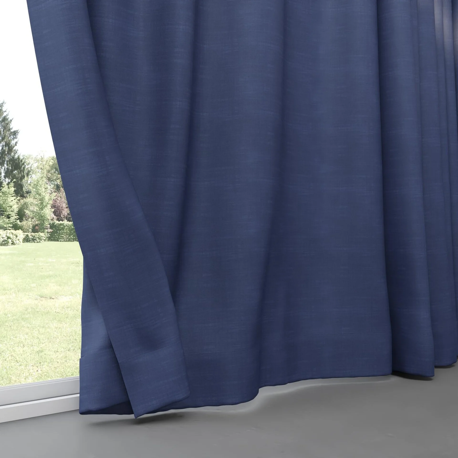 Bottom view of Loci Dim Out Indigo, pinch pleat