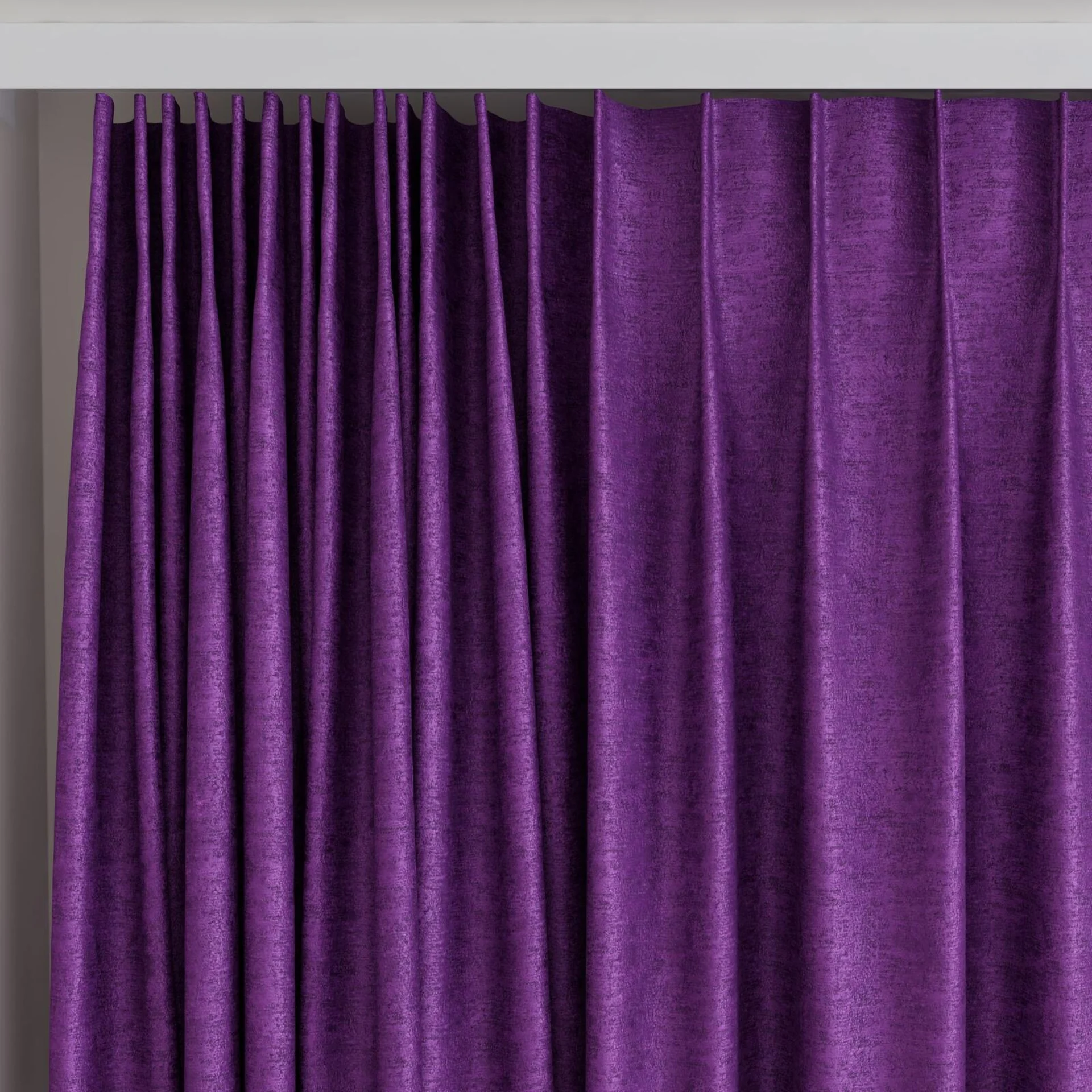 Top view of Hug Violet, on curtain rail