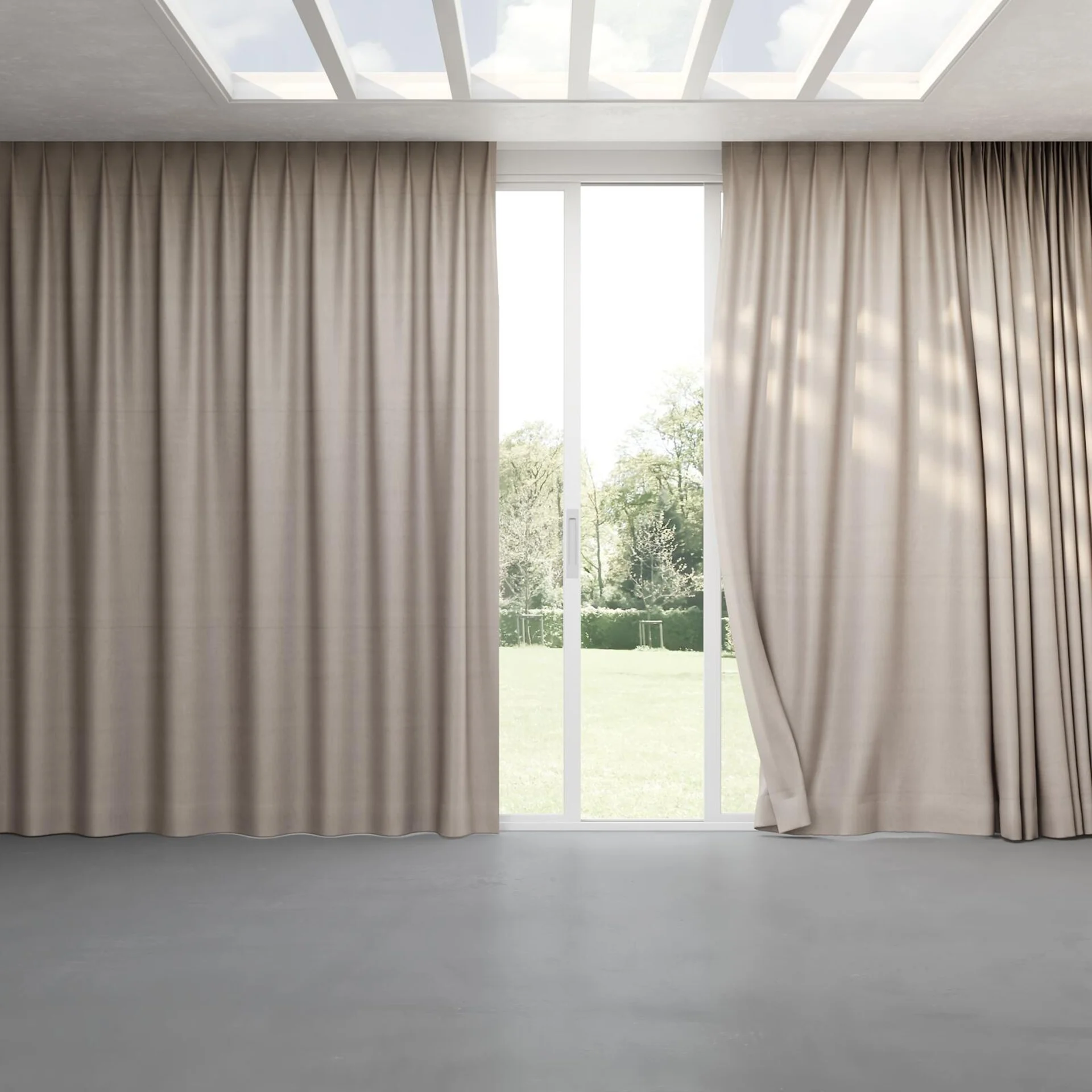 Full view of Warlock Slate, pinch pleat