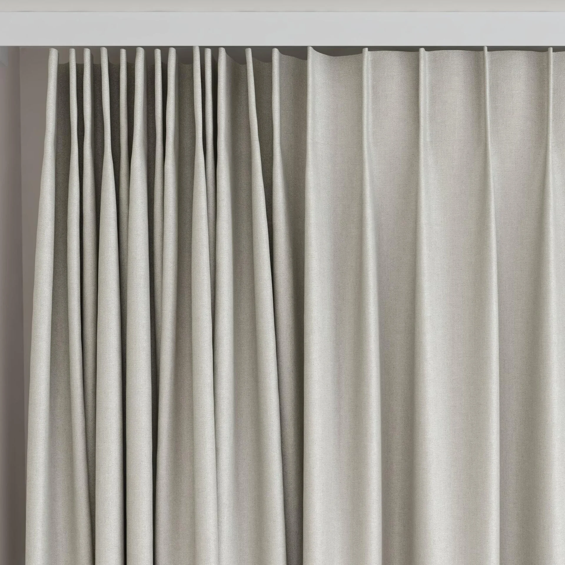 Top view of Infinite Pumice, on curtain rail