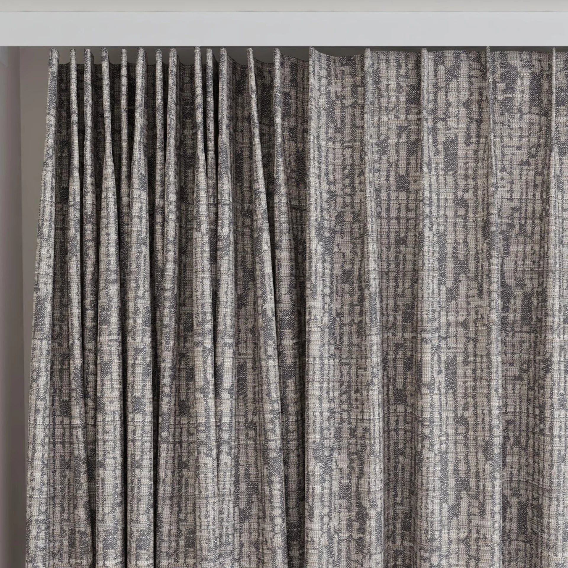 Top view of Unicode Chinchilla, on curtain rail