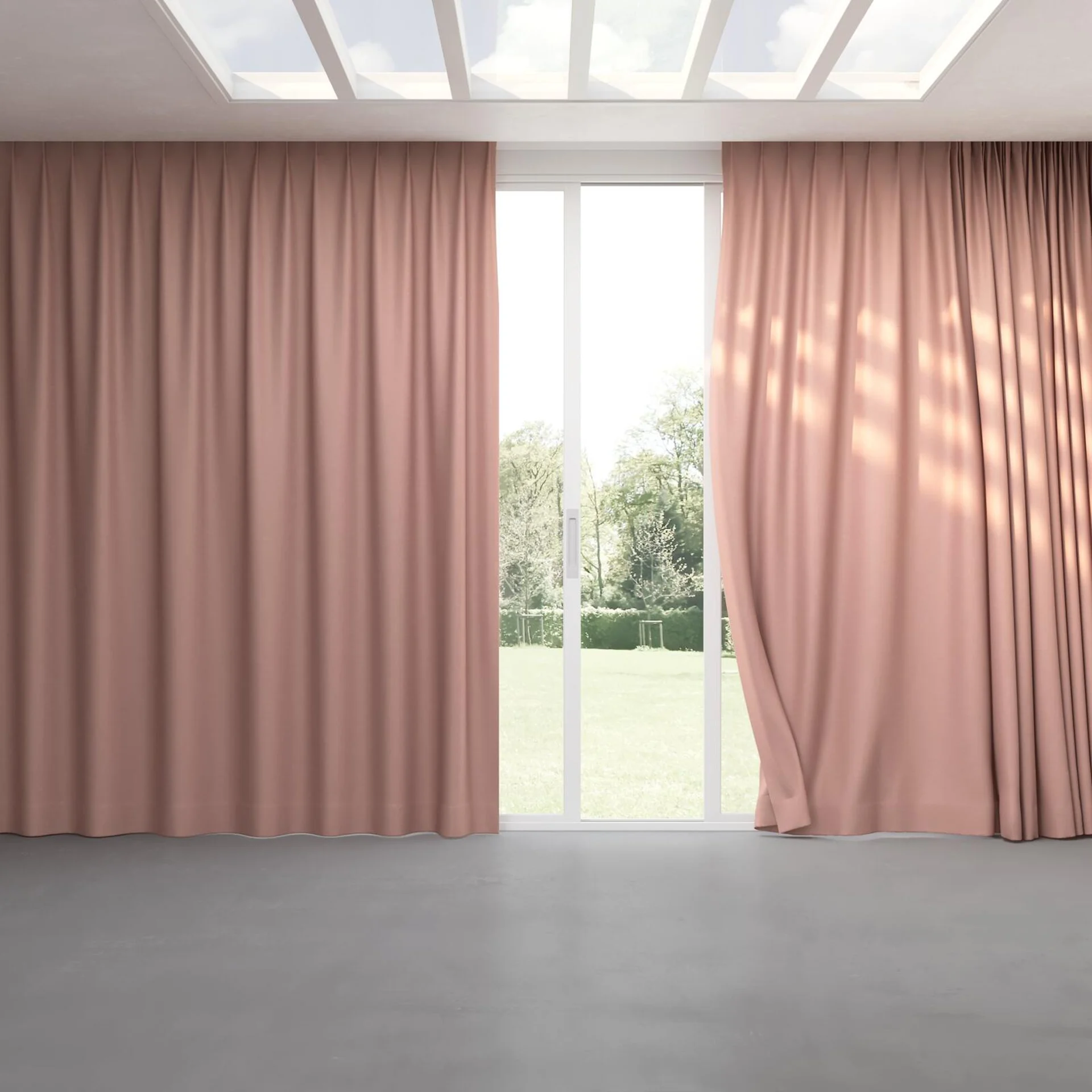 Full view of Colourwash Eco Orchid, pinch pleat