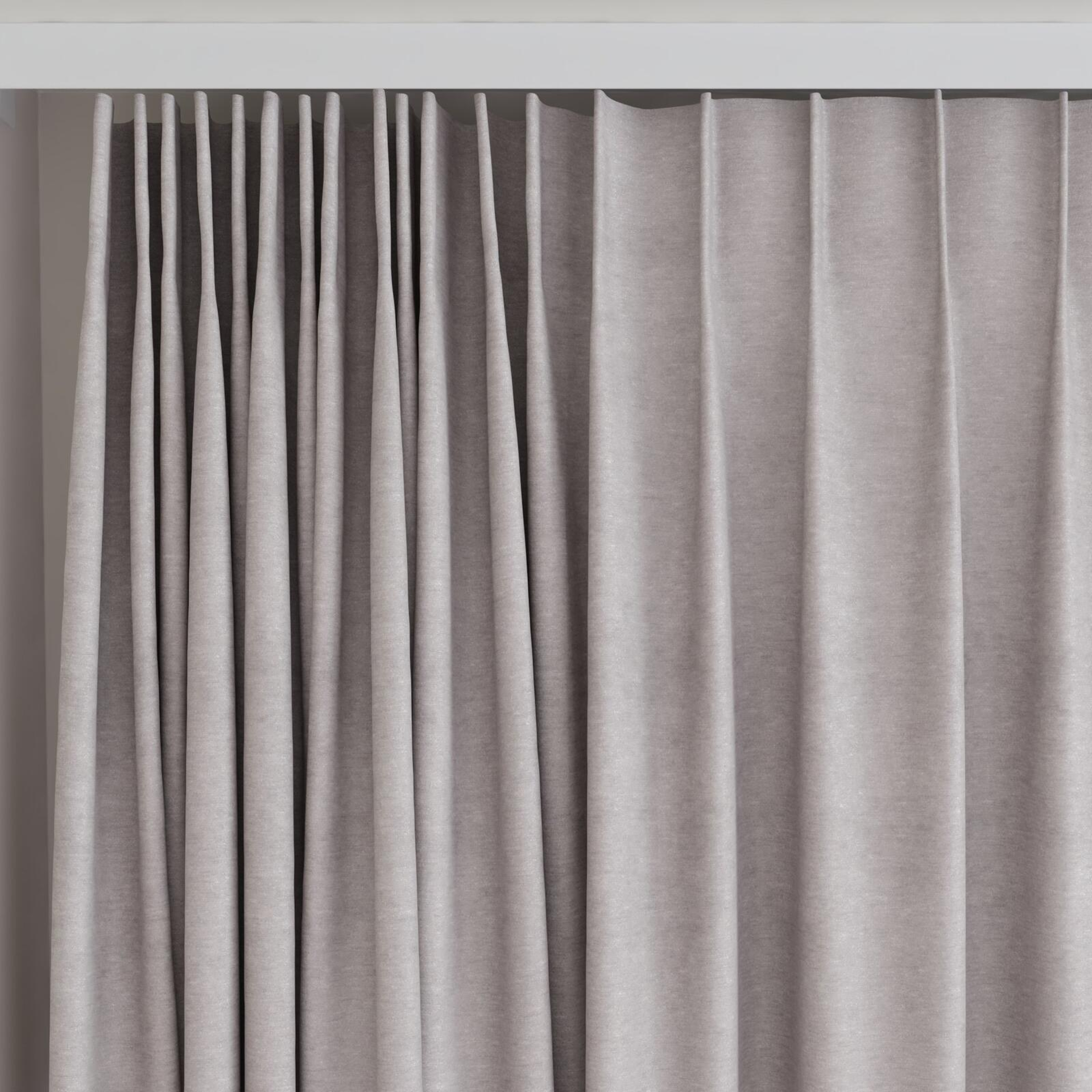 Top view of Baron Silver, on curtain rail