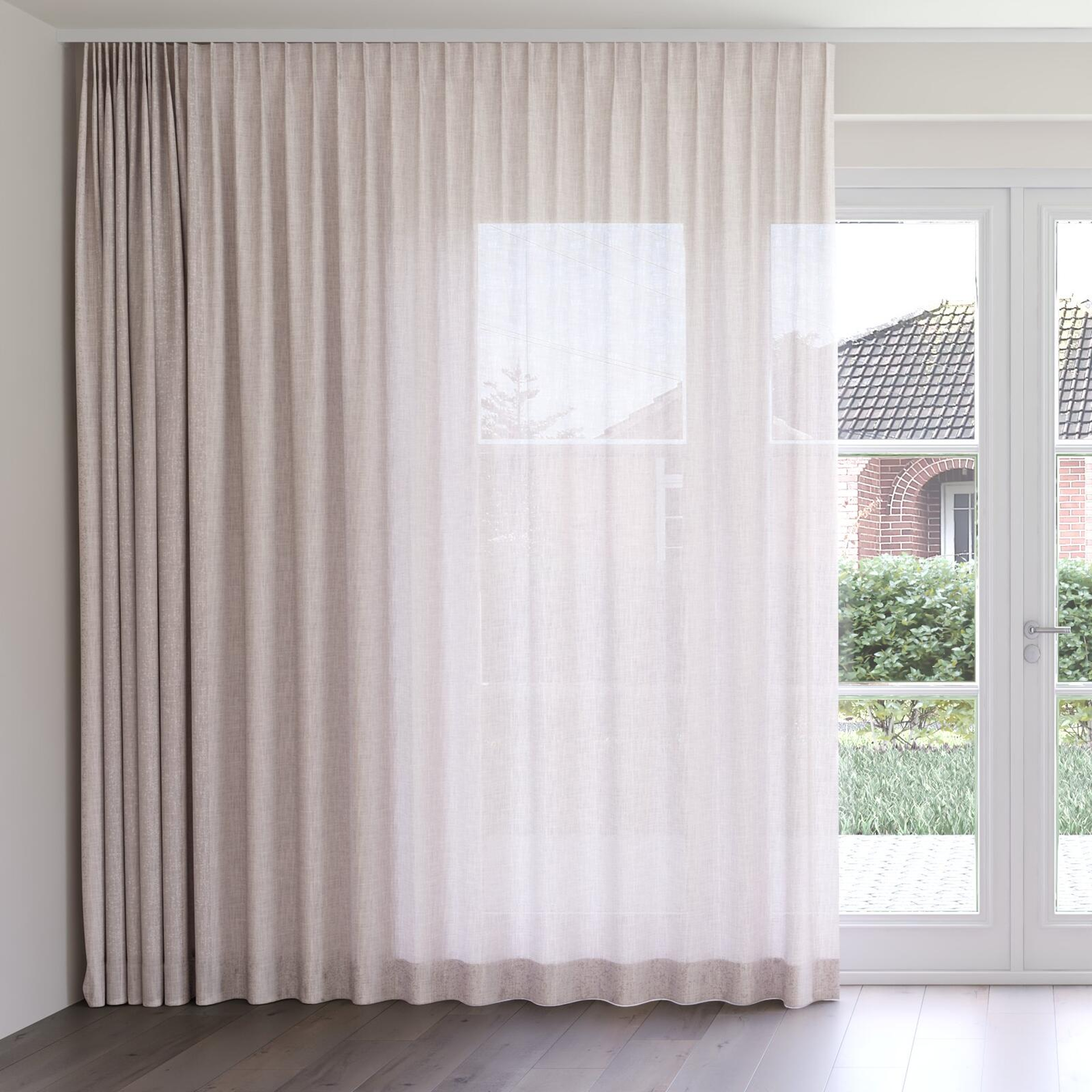 Front view of Motion Petal, on curtain rail