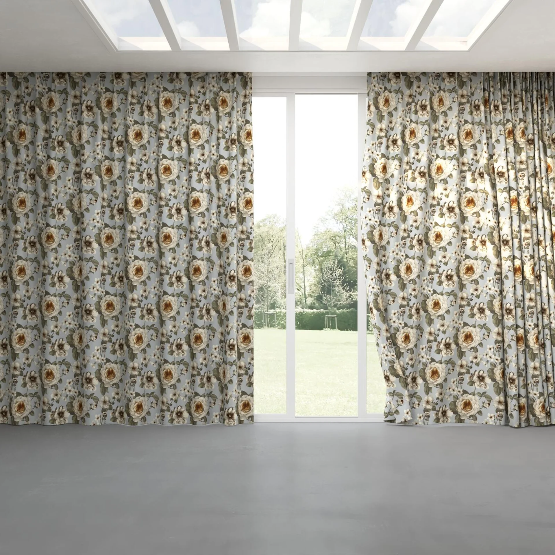 Full view of Miriam Sky, pinch pleat