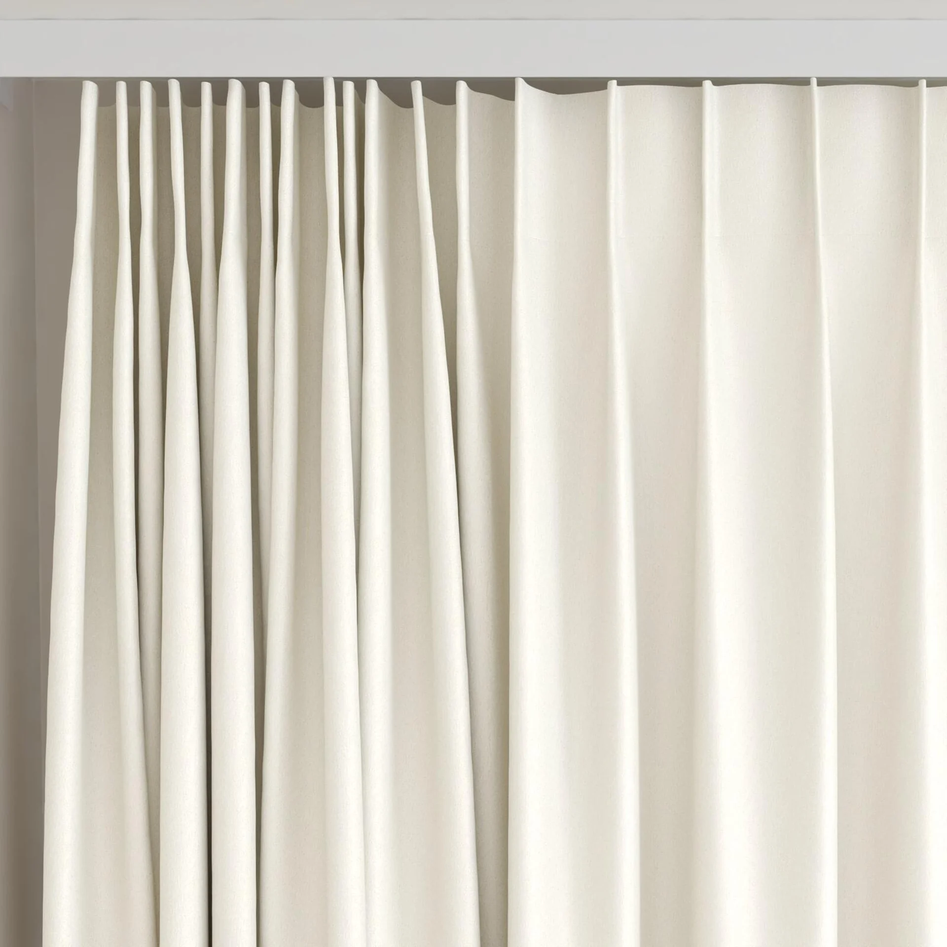 Top view of Umbra Ecru, on curtain rail