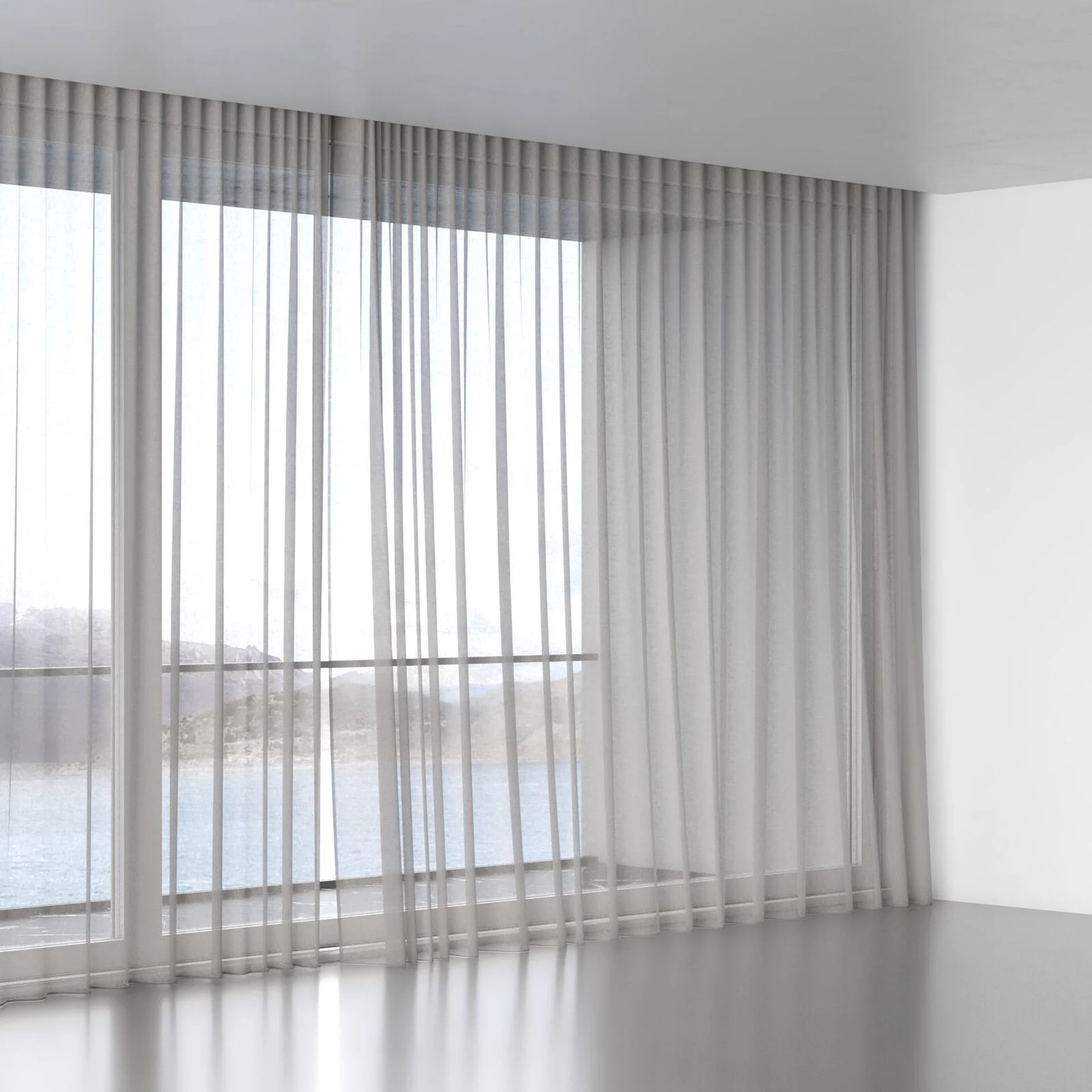 Full view of Kanji Dove Grey, wave pleat