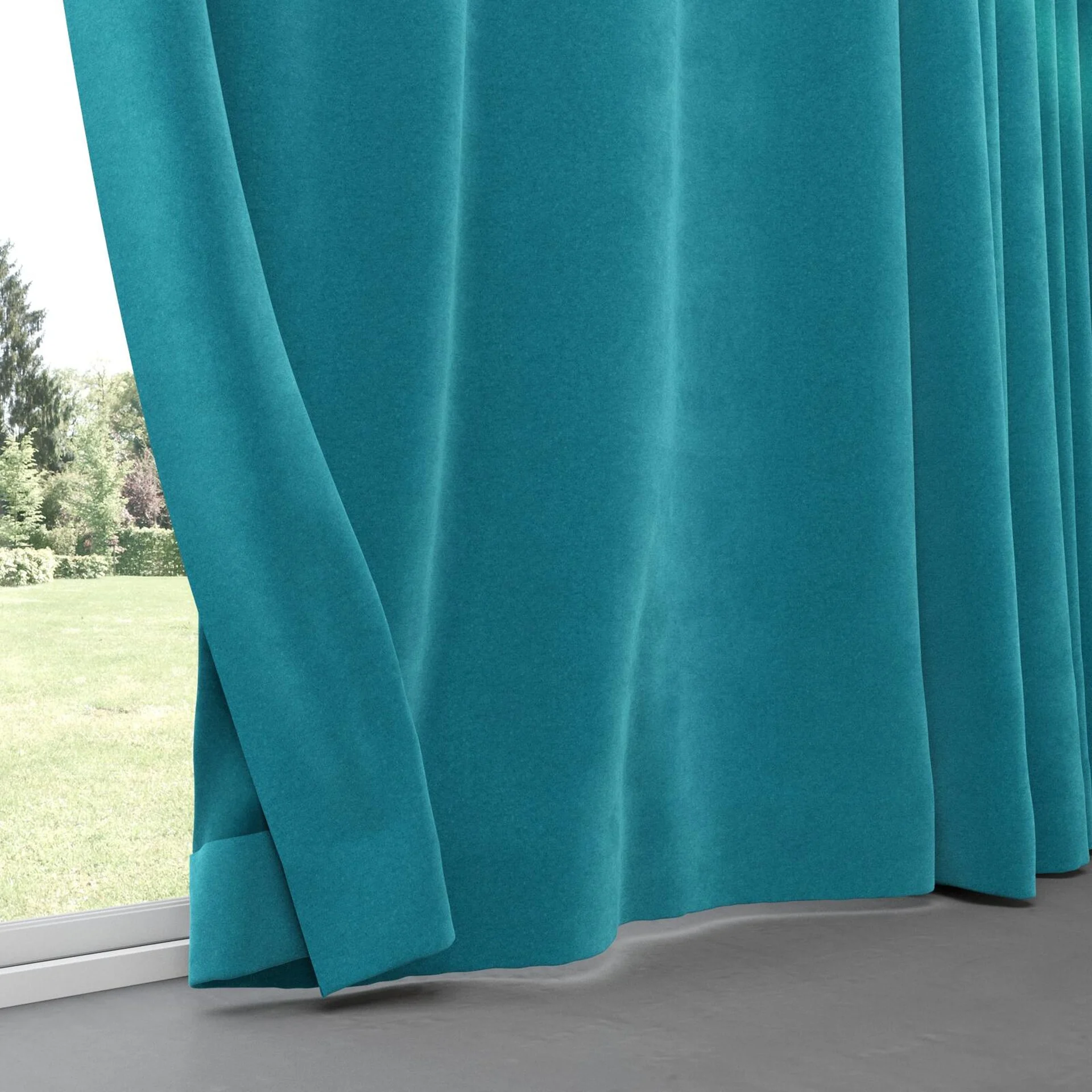 Bottom view of Moon Teal, pinch pleat