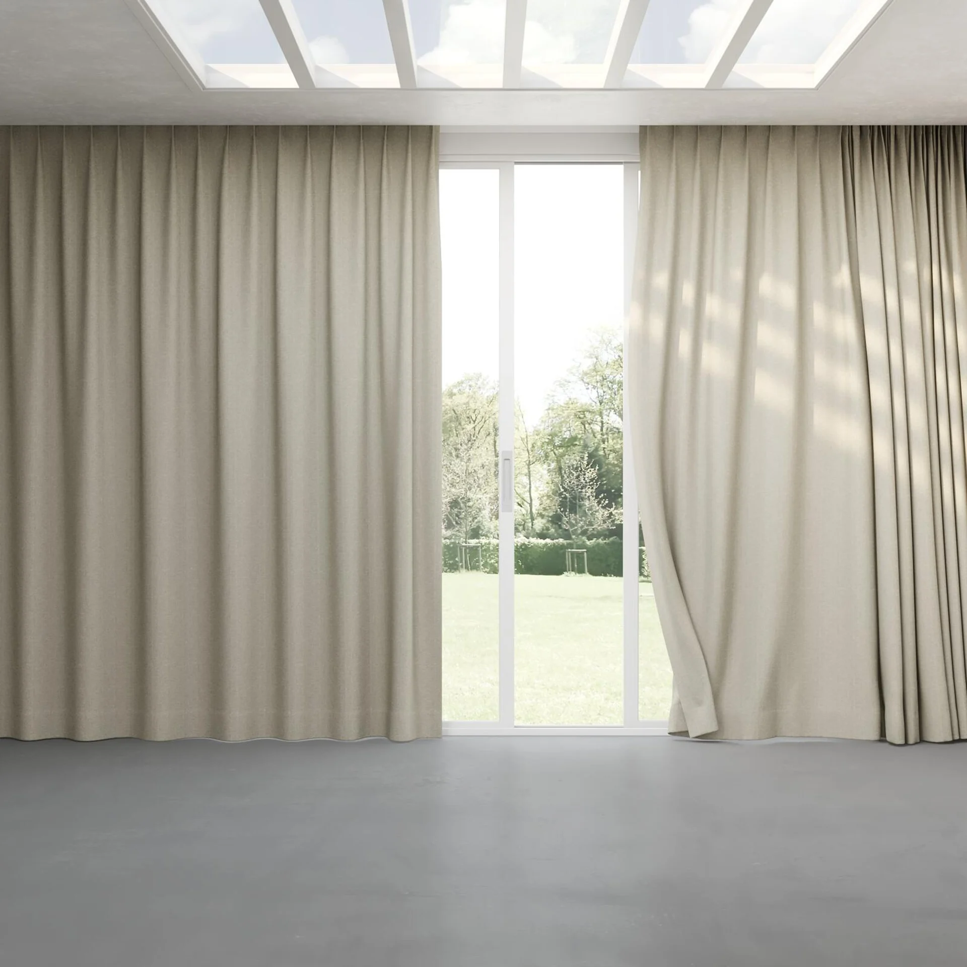 Full view of Laurel FR Blackout Cloud, pinch pleat