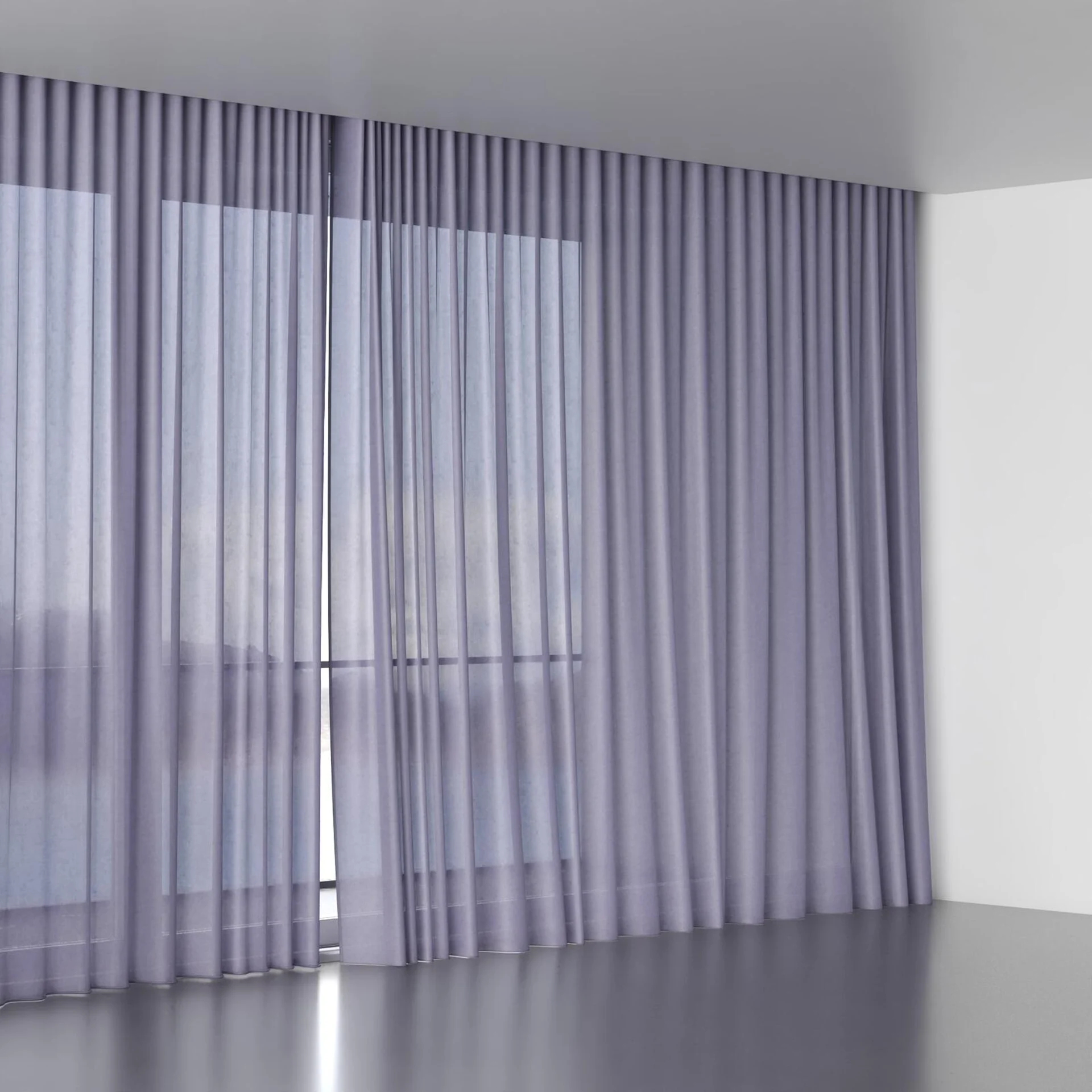 Full view of Flo II Sterling, wave pleat