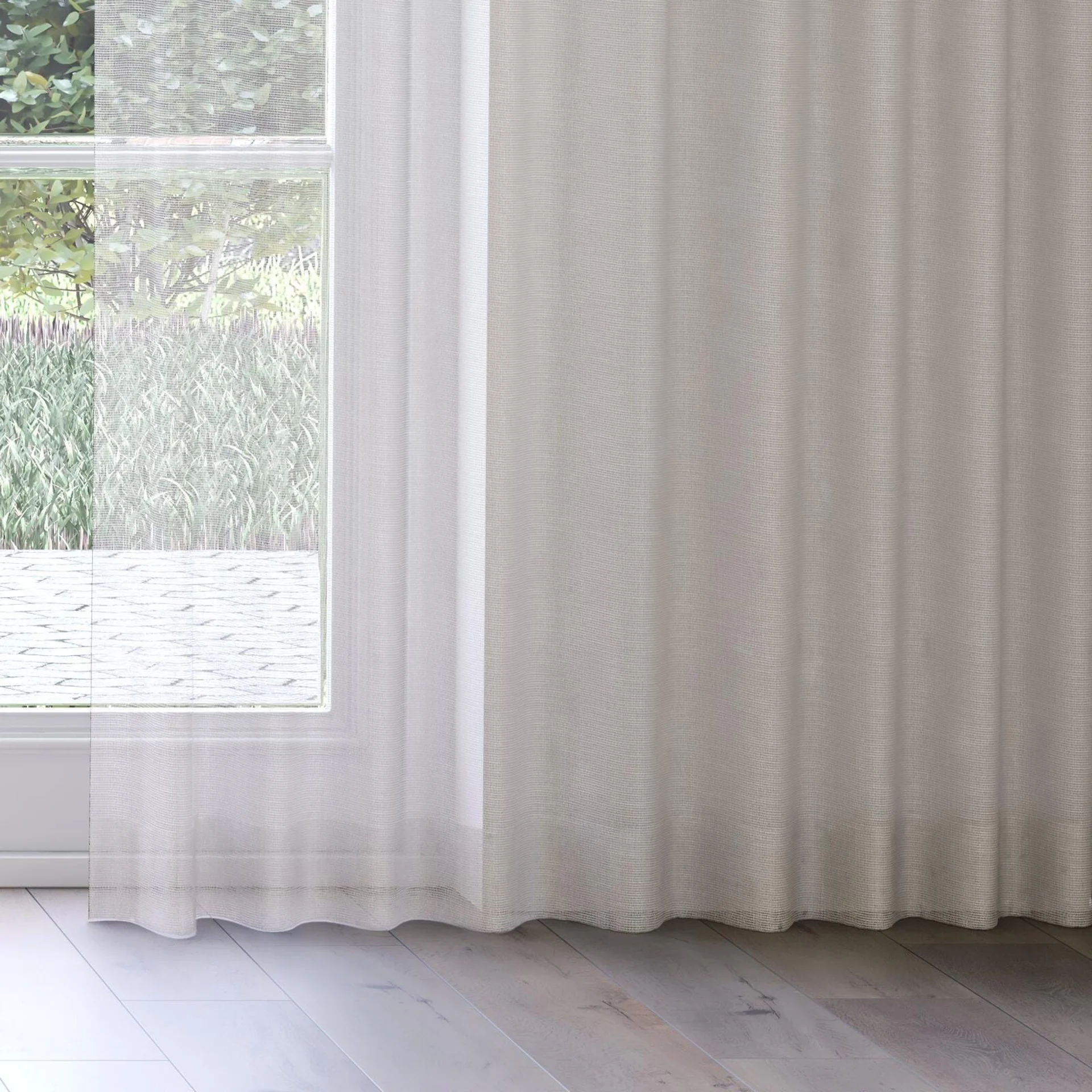 Bottom view of Radiant Sand, on curtain rail