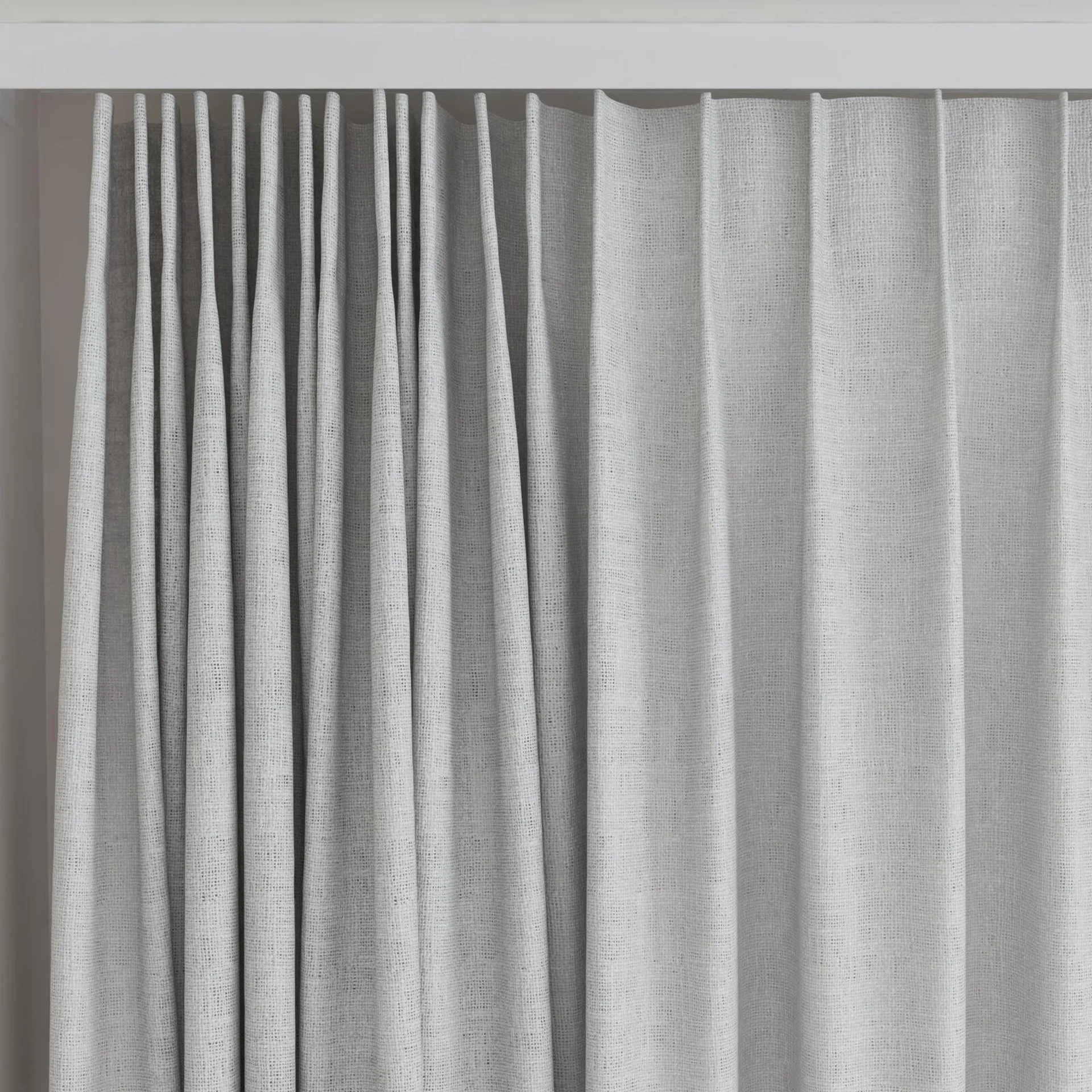 Top view of Adobe Silver, on curtain rail