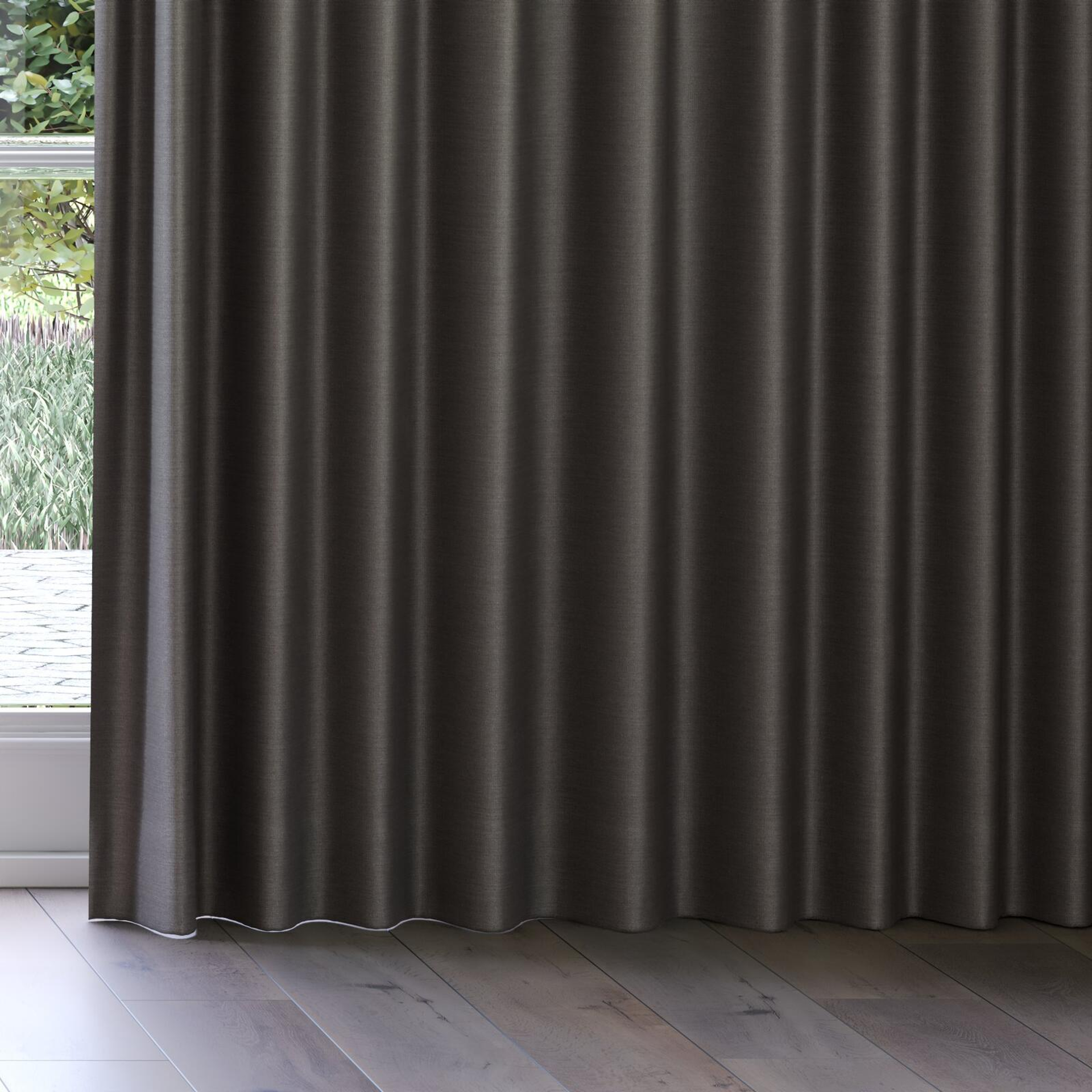 Bottom view of Linex Pewter, on curtain rail
