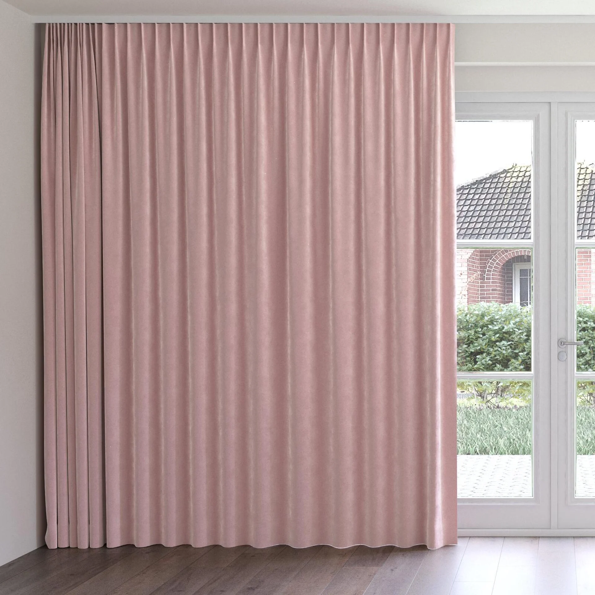 Front view of Lux Velvet Candy 8510, on curtain rail