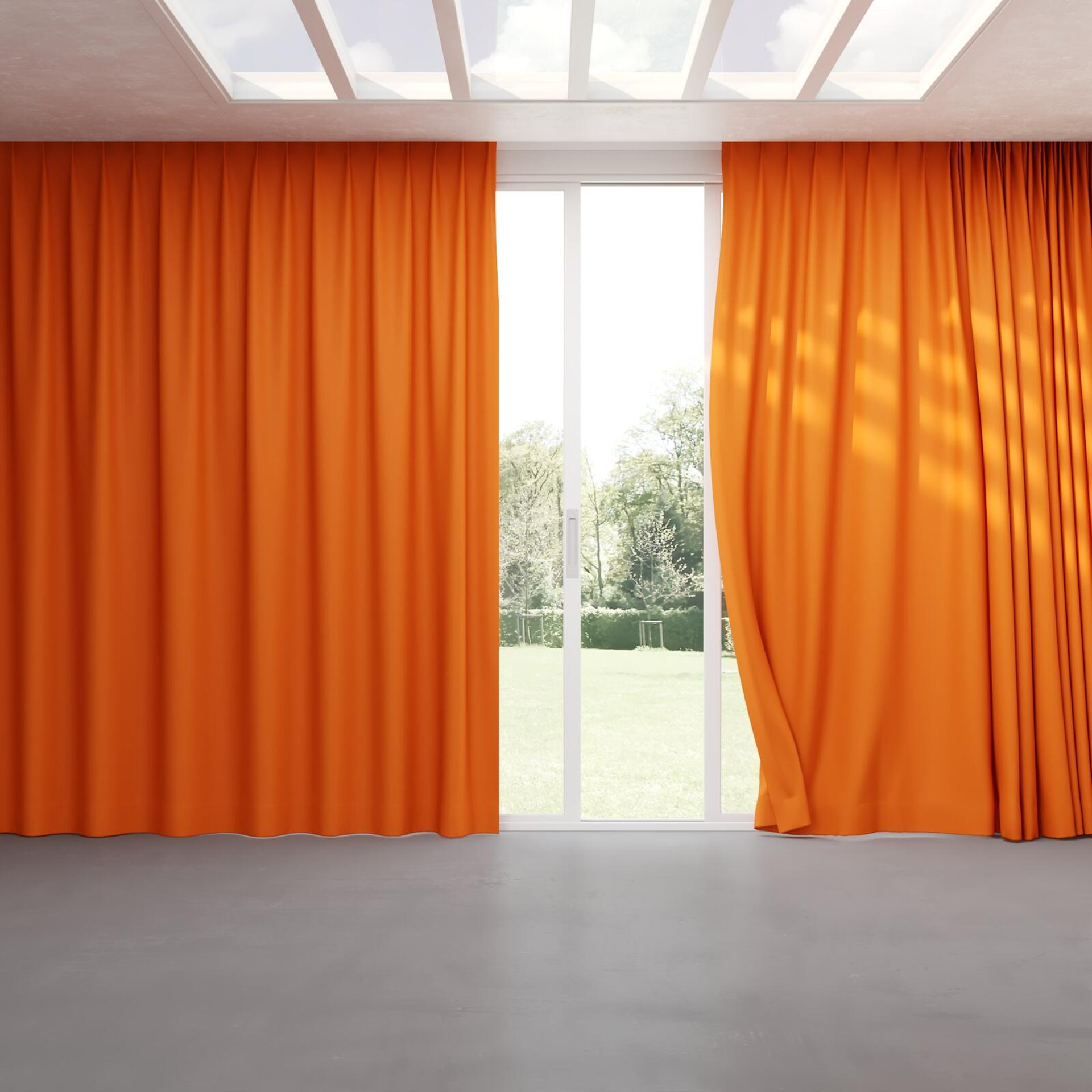 Full view of Ultra Dim Pumpkin, pinch pleat