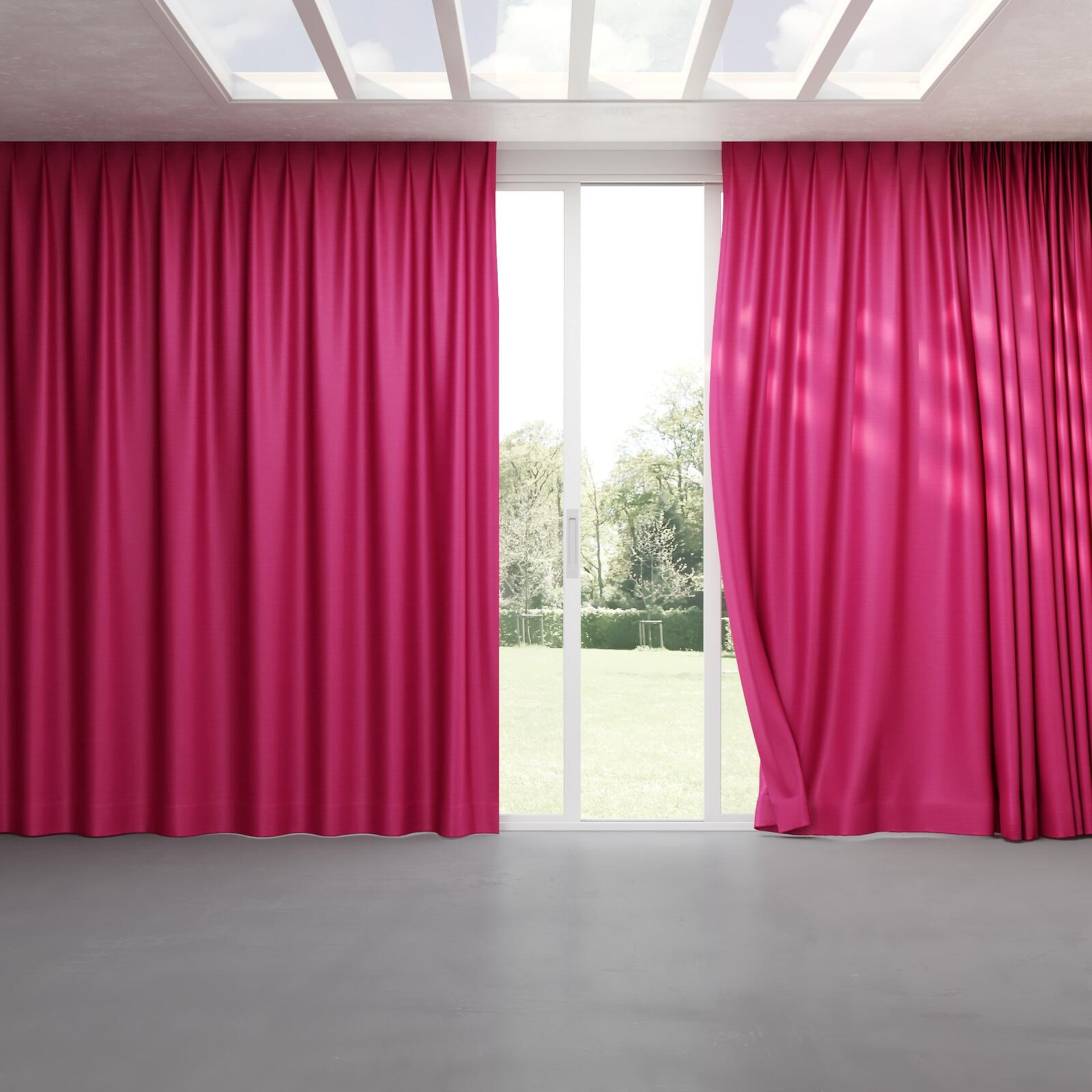 Full view of Silky Magenta, pinch pleat