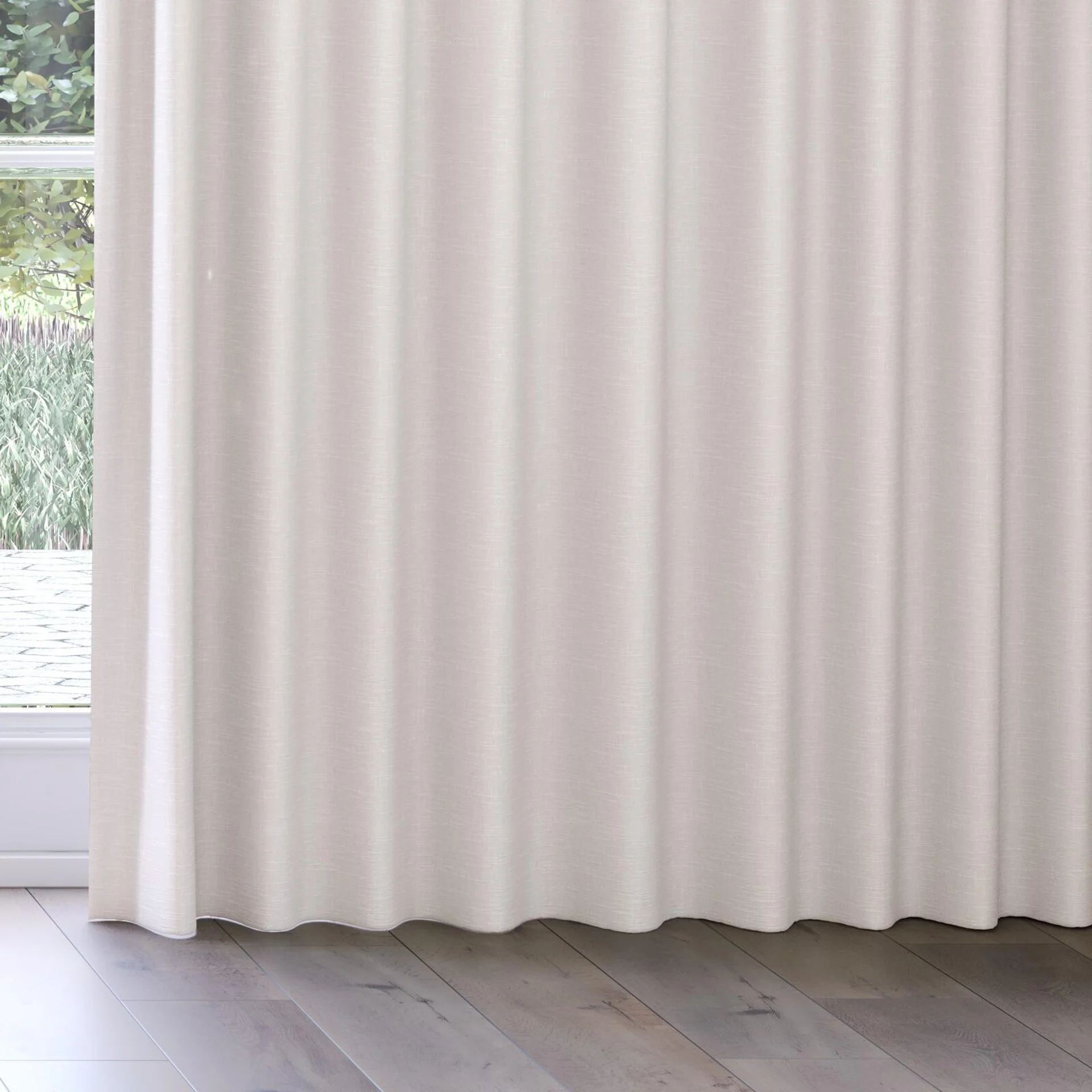Bottom view of Artemis Mink, on curtain rail