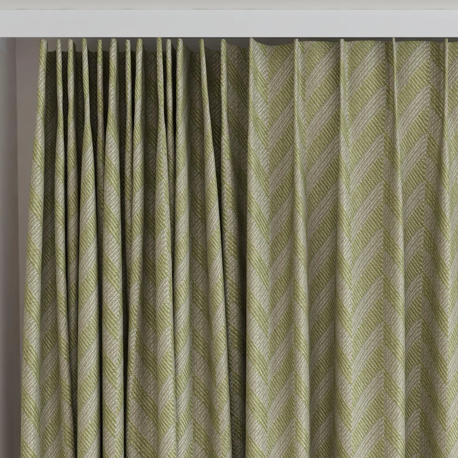 Top view of Lupine Sage, on curtain rail