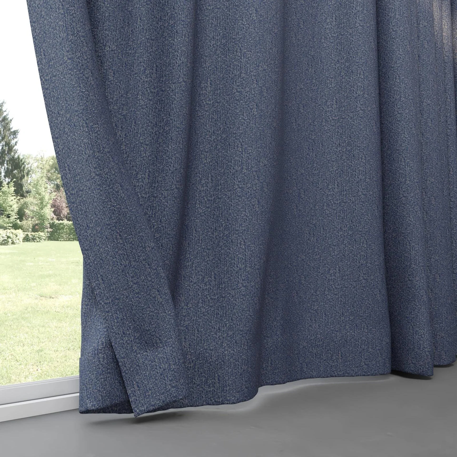 Bottom view of Sabik Indigo, pinch pleat