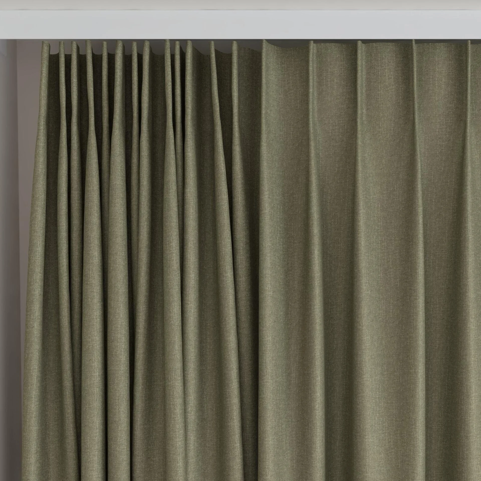 Top view of Excel Khaki, on curtain rail