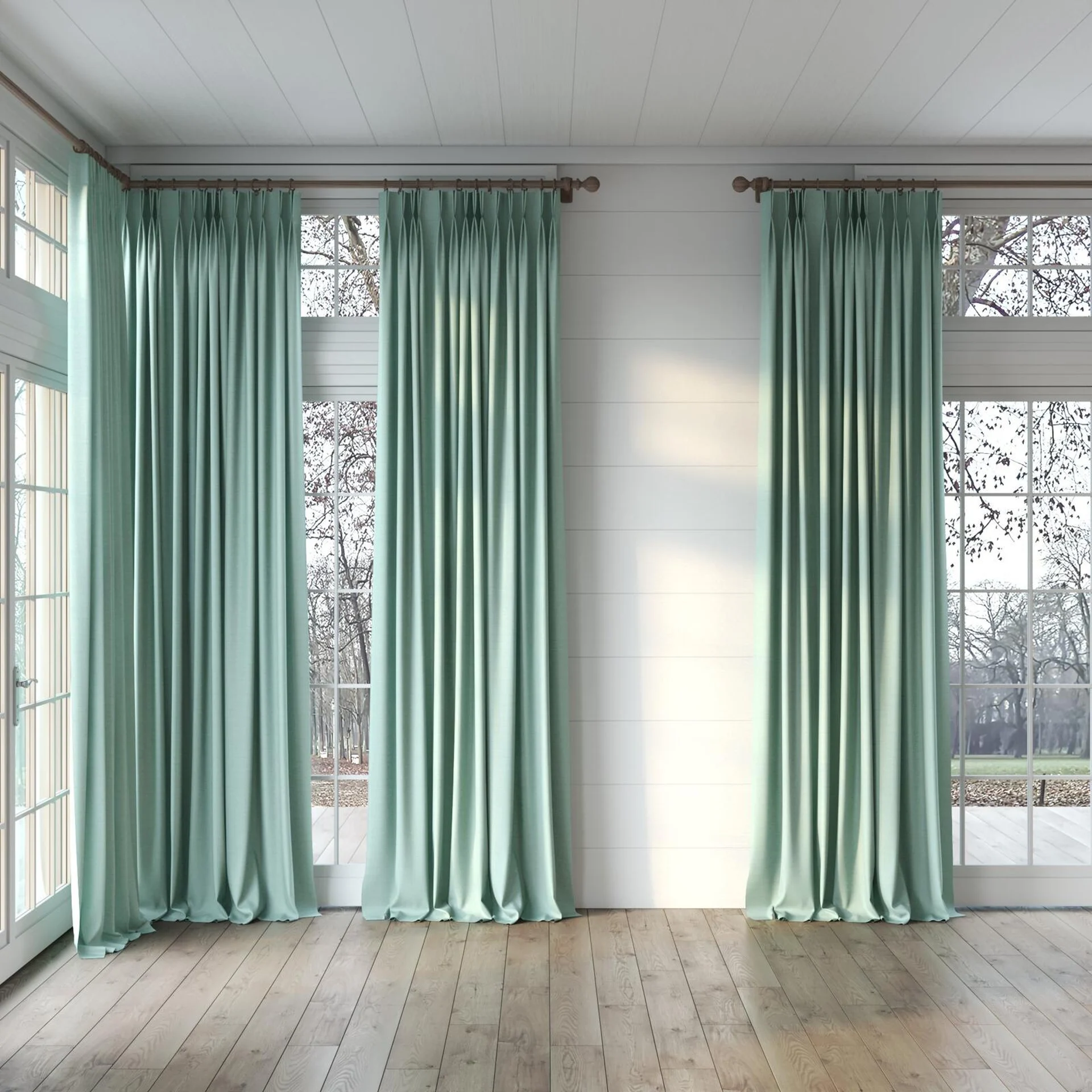 Full view of Linex Mineral, puddled, on curtain rod