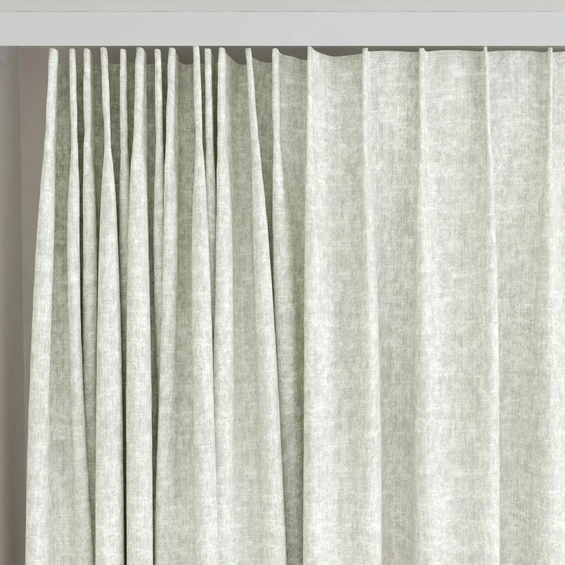 Top view of Renaissance Silver, on curtain rail
