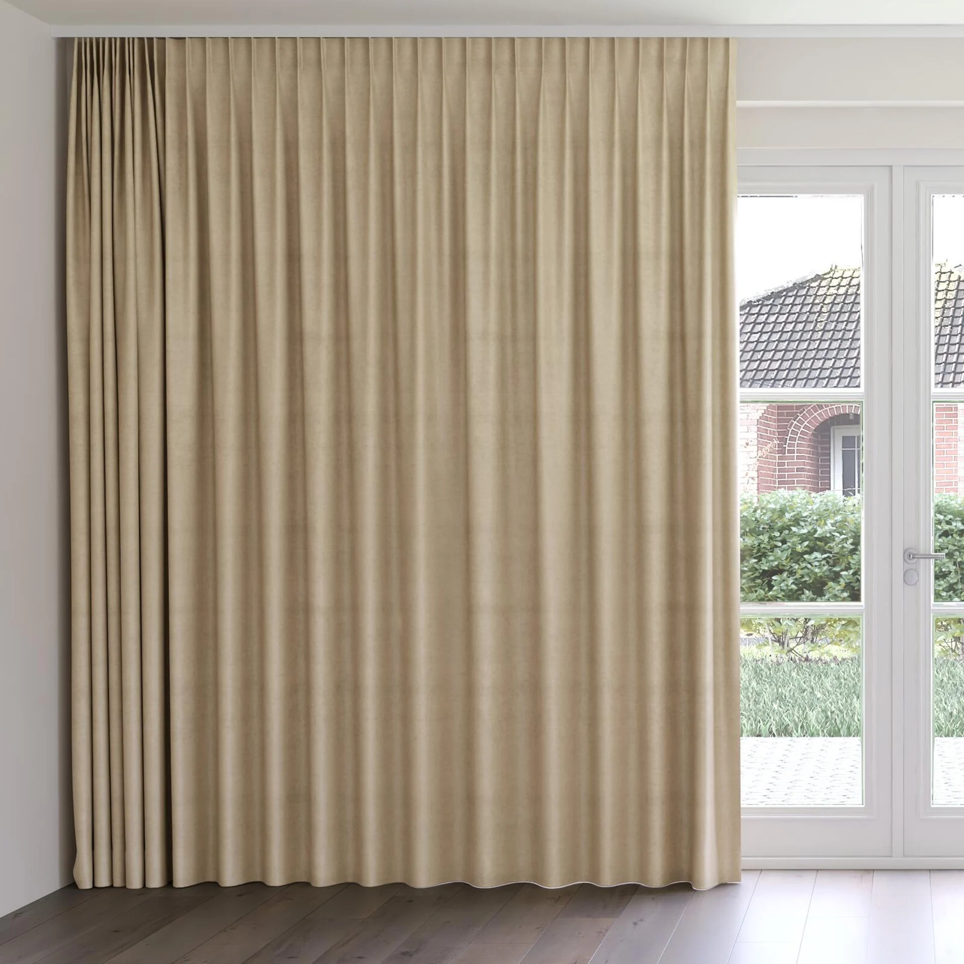 Front view of Baron Putty, on curtain rail