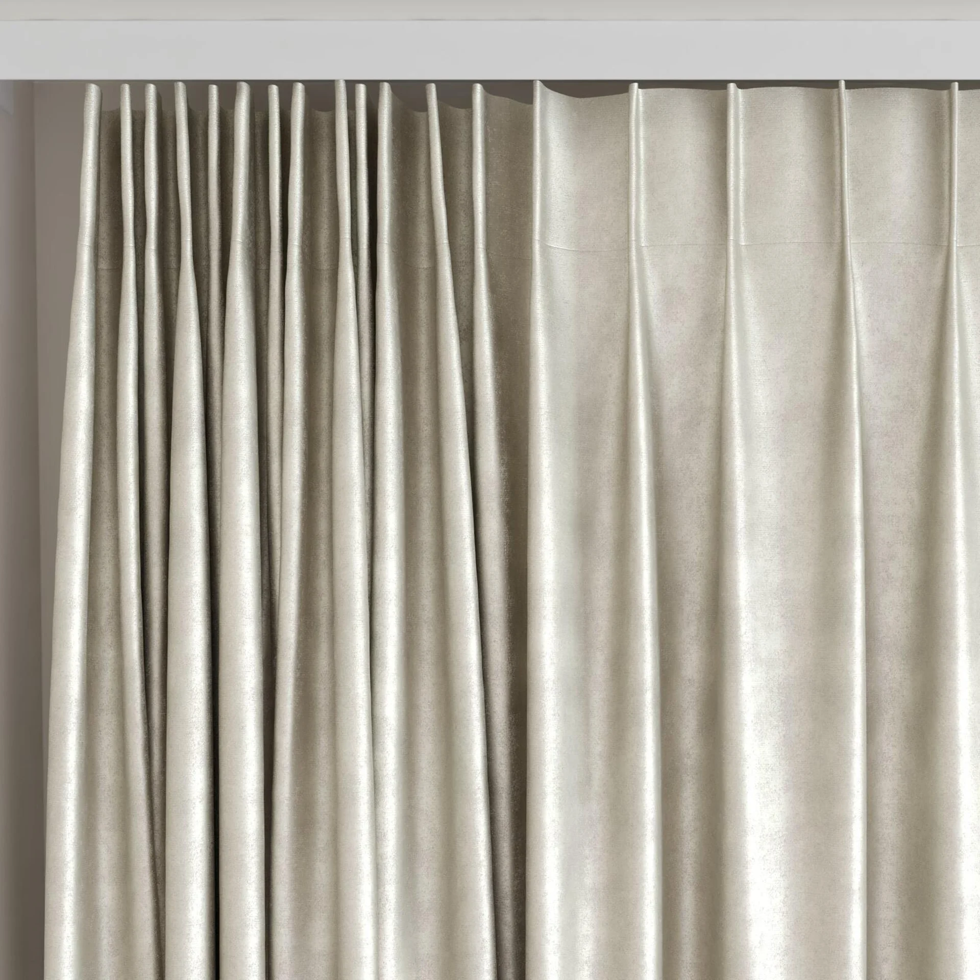 Top view of Fizz Zinc, on curtain rail