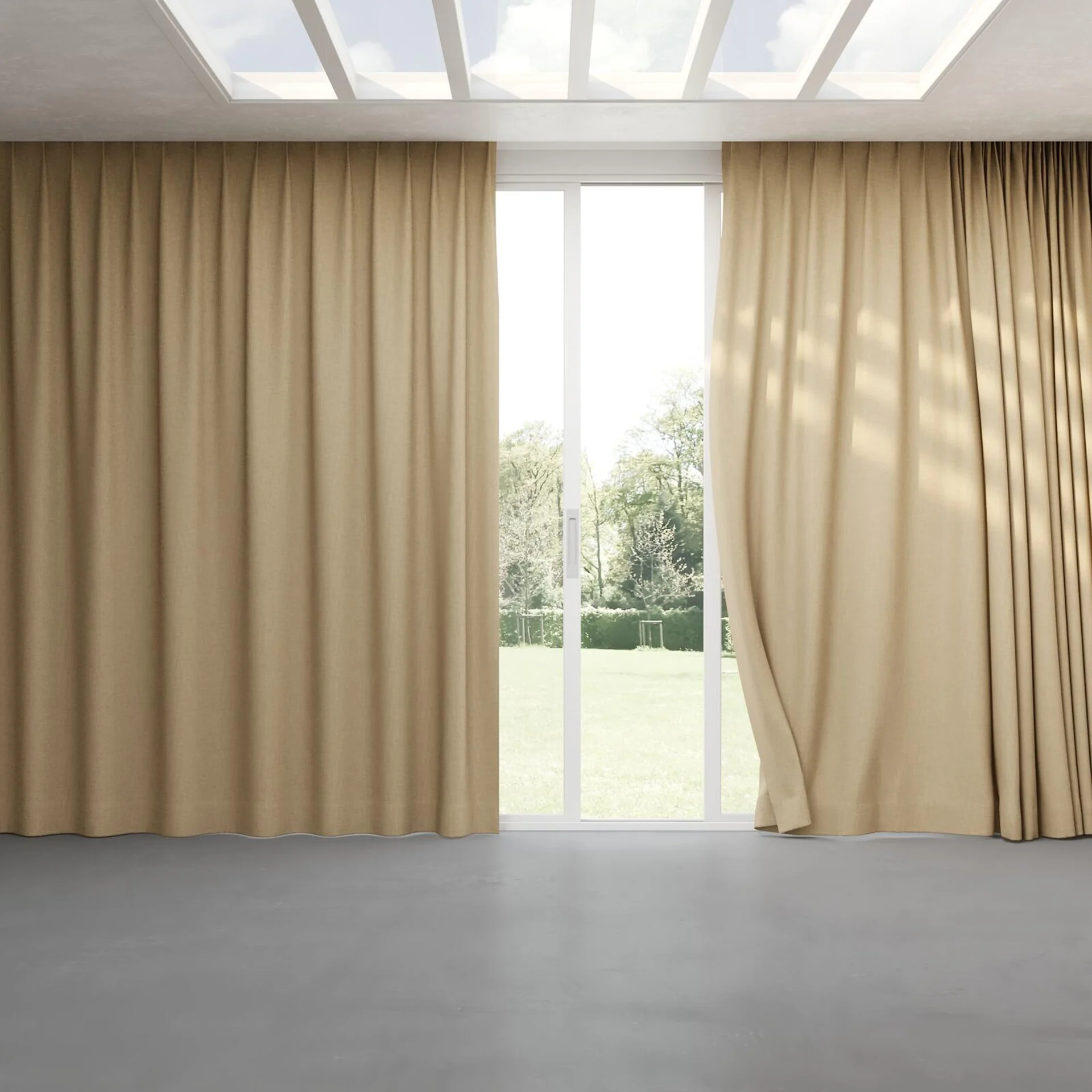 Full view of Mauritius Jute, pinch pleat