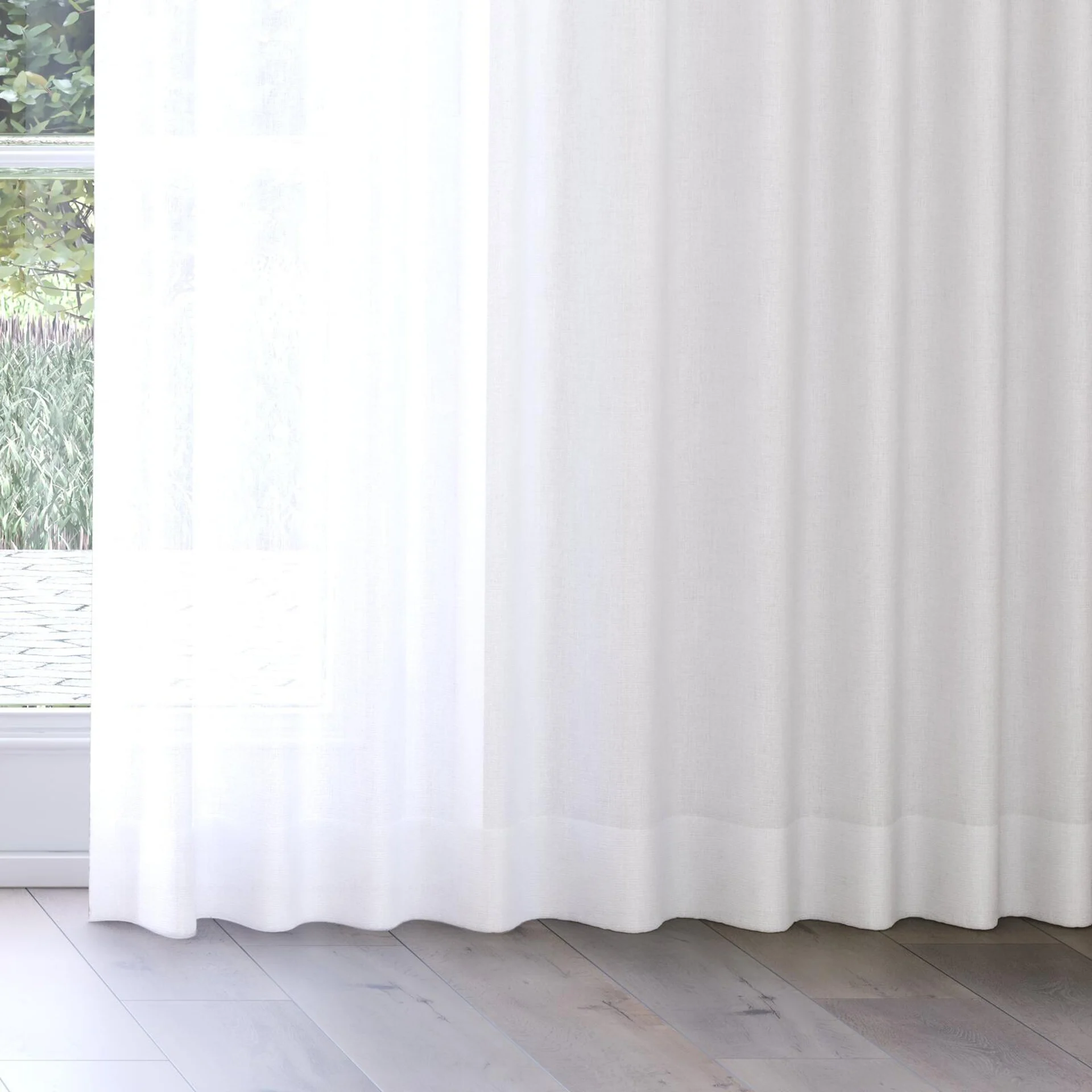 Bottom view of Monsoon Shell, on curtain rail
