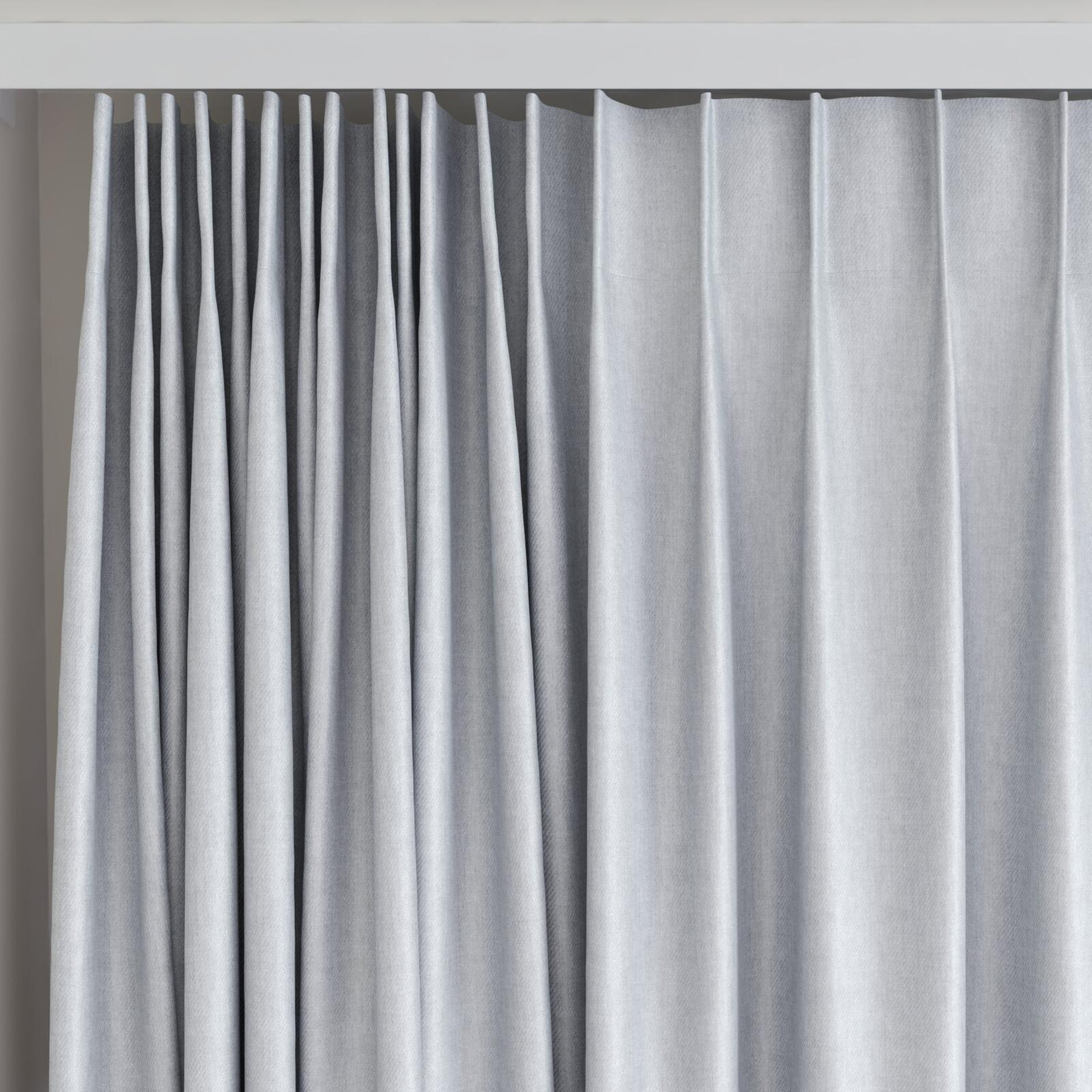 Top view of Fiji Feather, on curtain rail