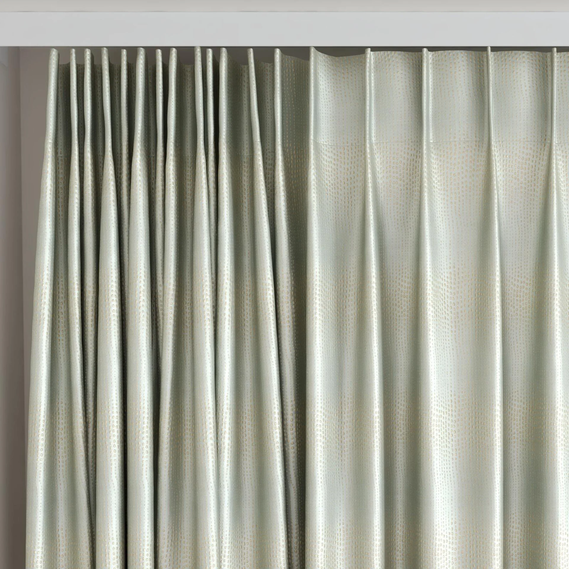Top view of Glint Opal, on curtain rail