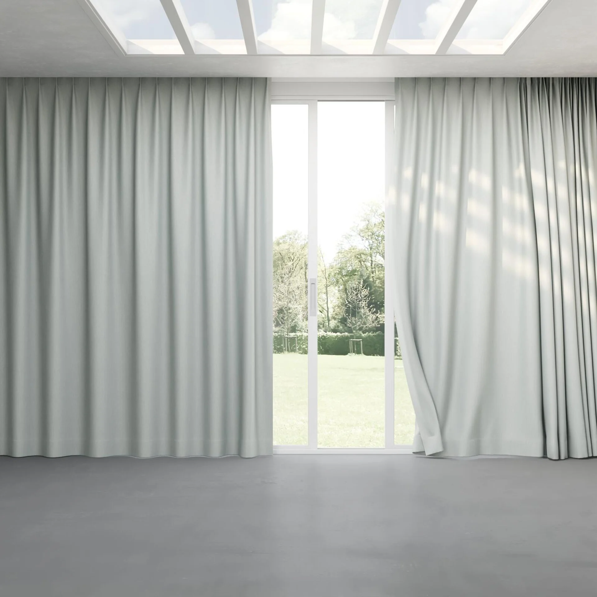Full view of Cordoba Mineral, pinch pleat