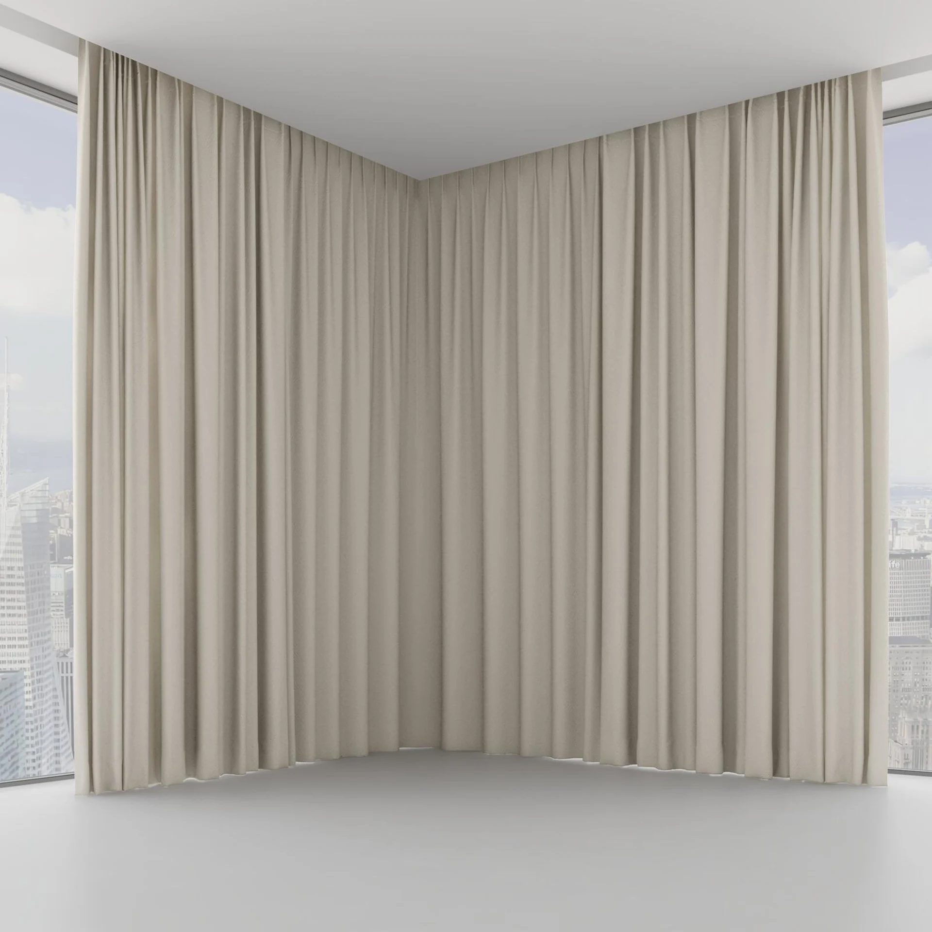Front view of Senza Linen, on hidden rail