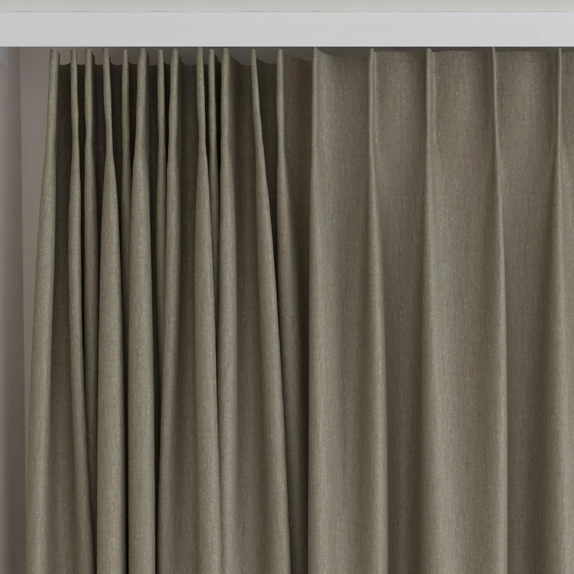 Top view of Infinite Twine, on curtain rail