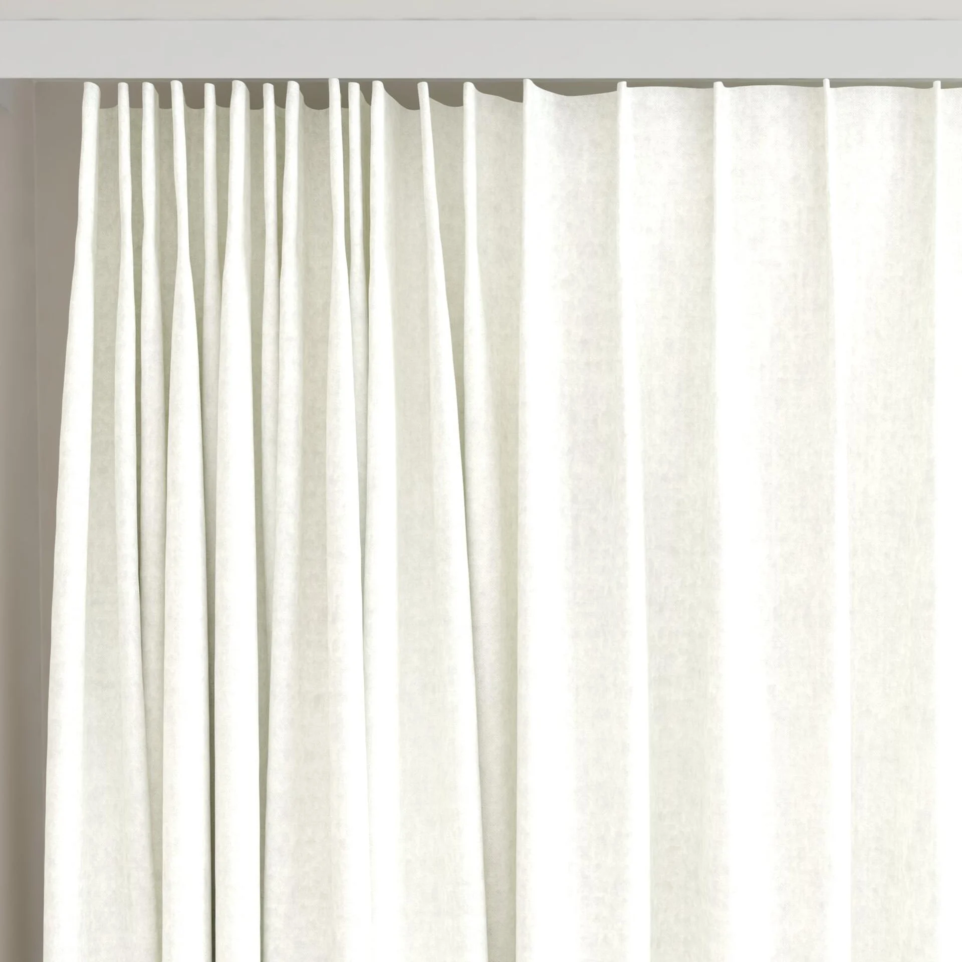 Top view of Monterey Snow, on curtain rail