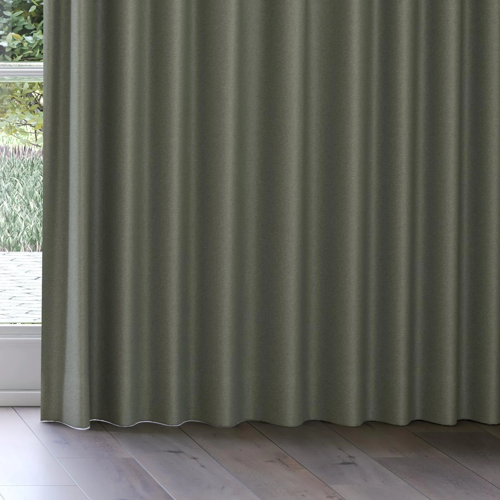 Bottom view of Duede Grass, on curtain rail